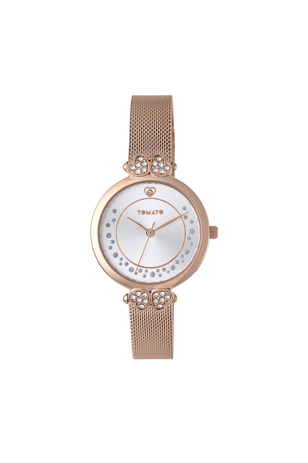 32mm Mesh & Stones Watch + Link Heart Bracelet - Rose Gold - Image 2