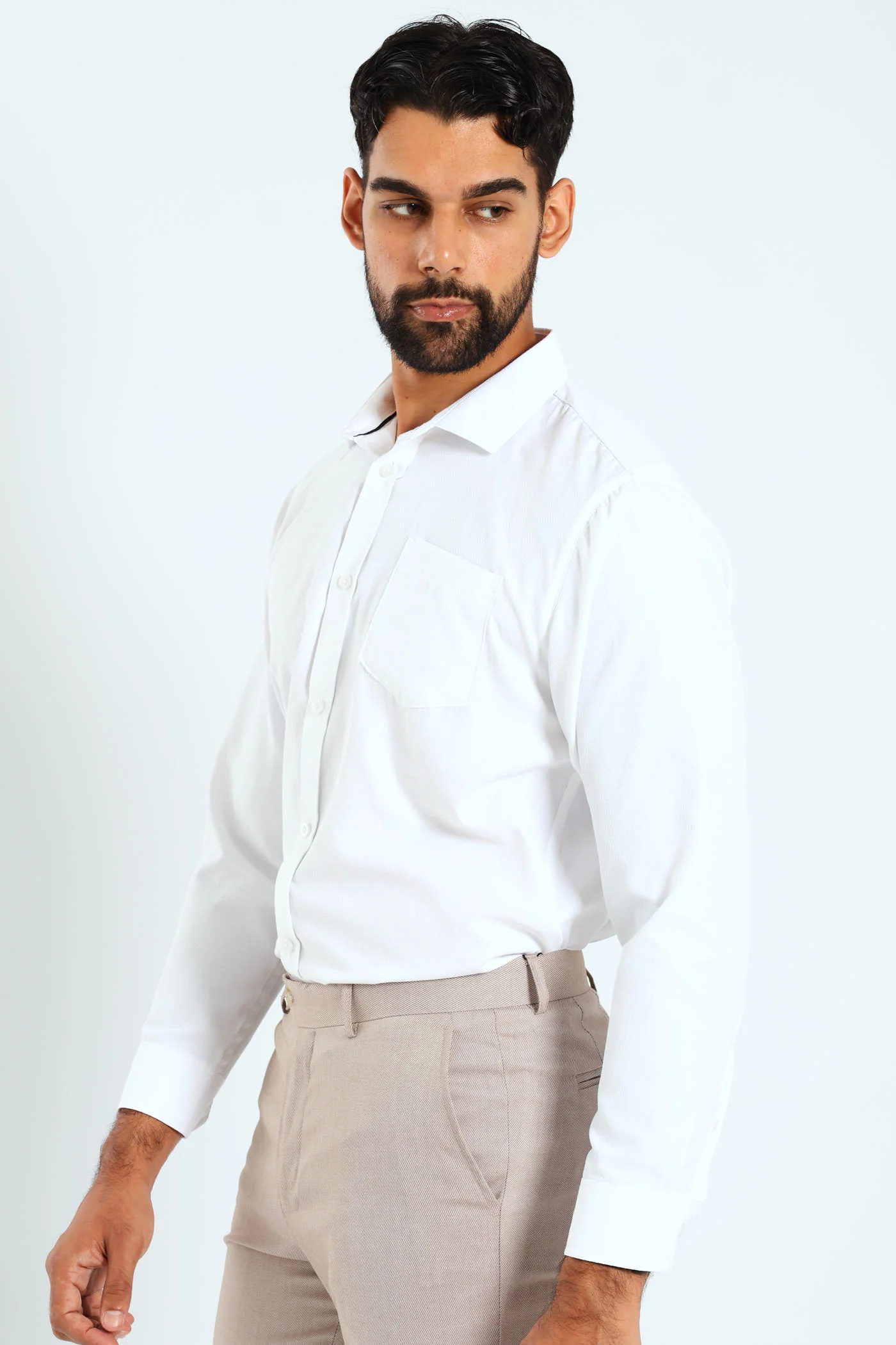 Tonal Check Textured Shirt - White - Image 2