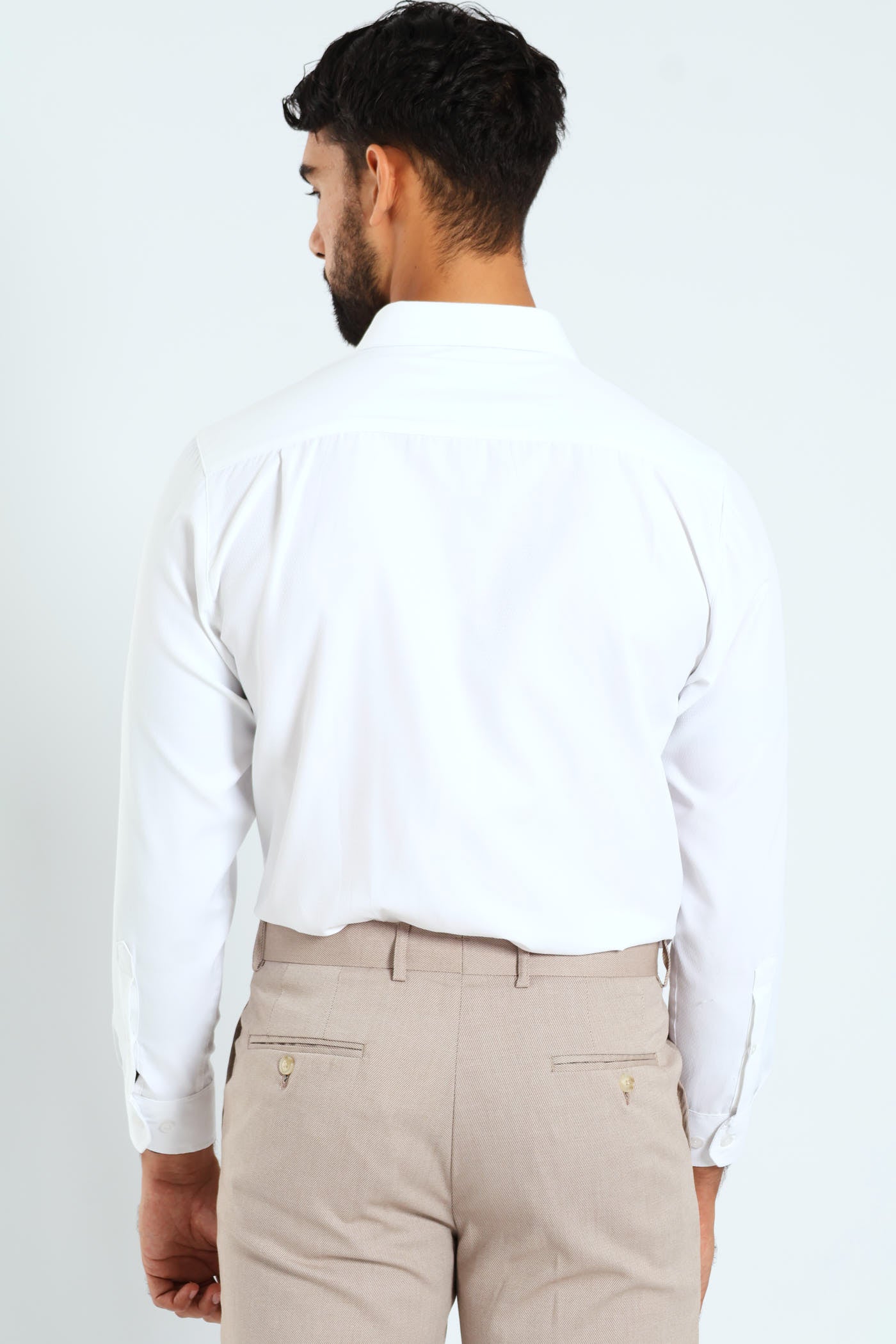 Tonal Check Textured Shirt - White - Image 3