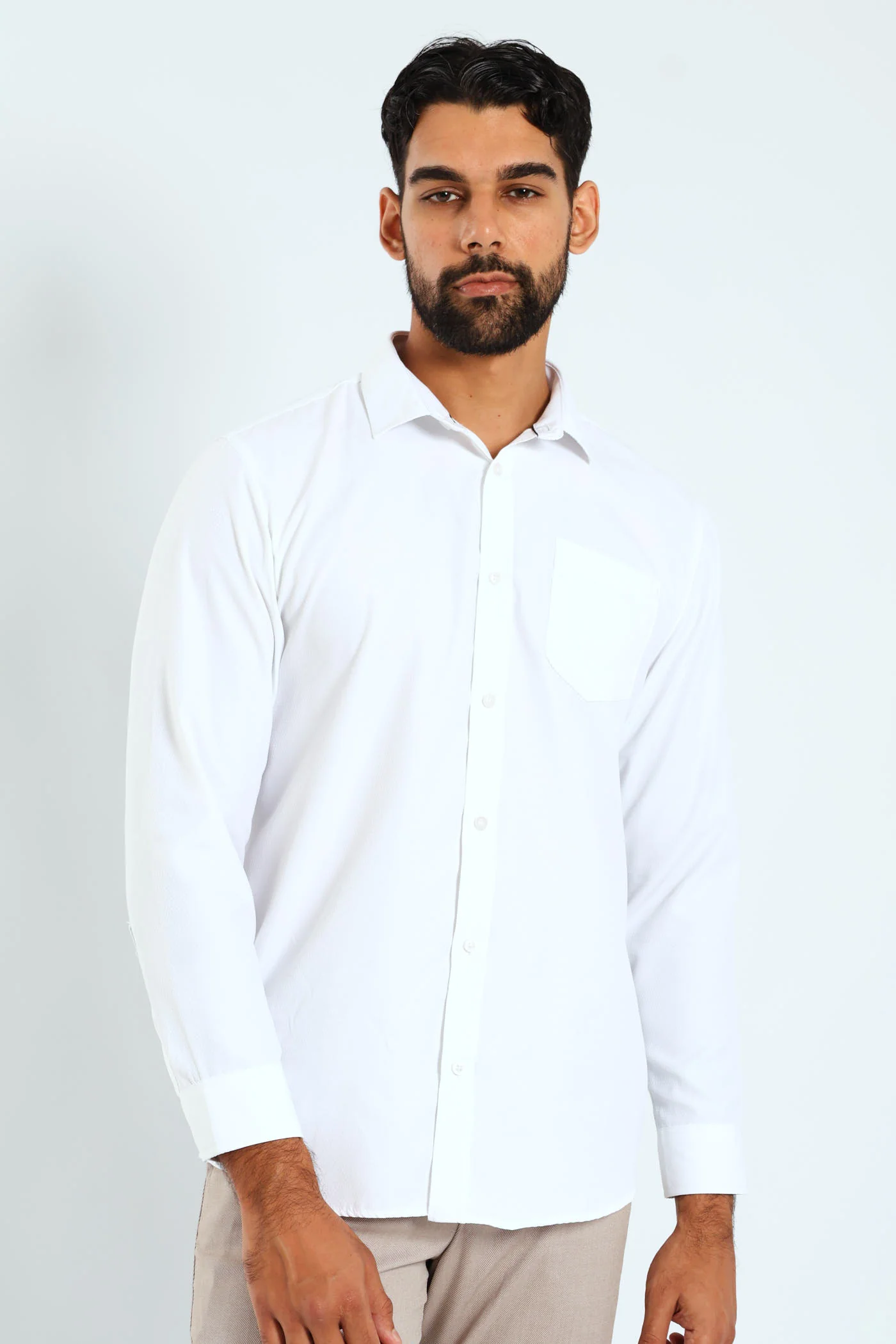 Tonal Check Textured Shirt - White - Image 4