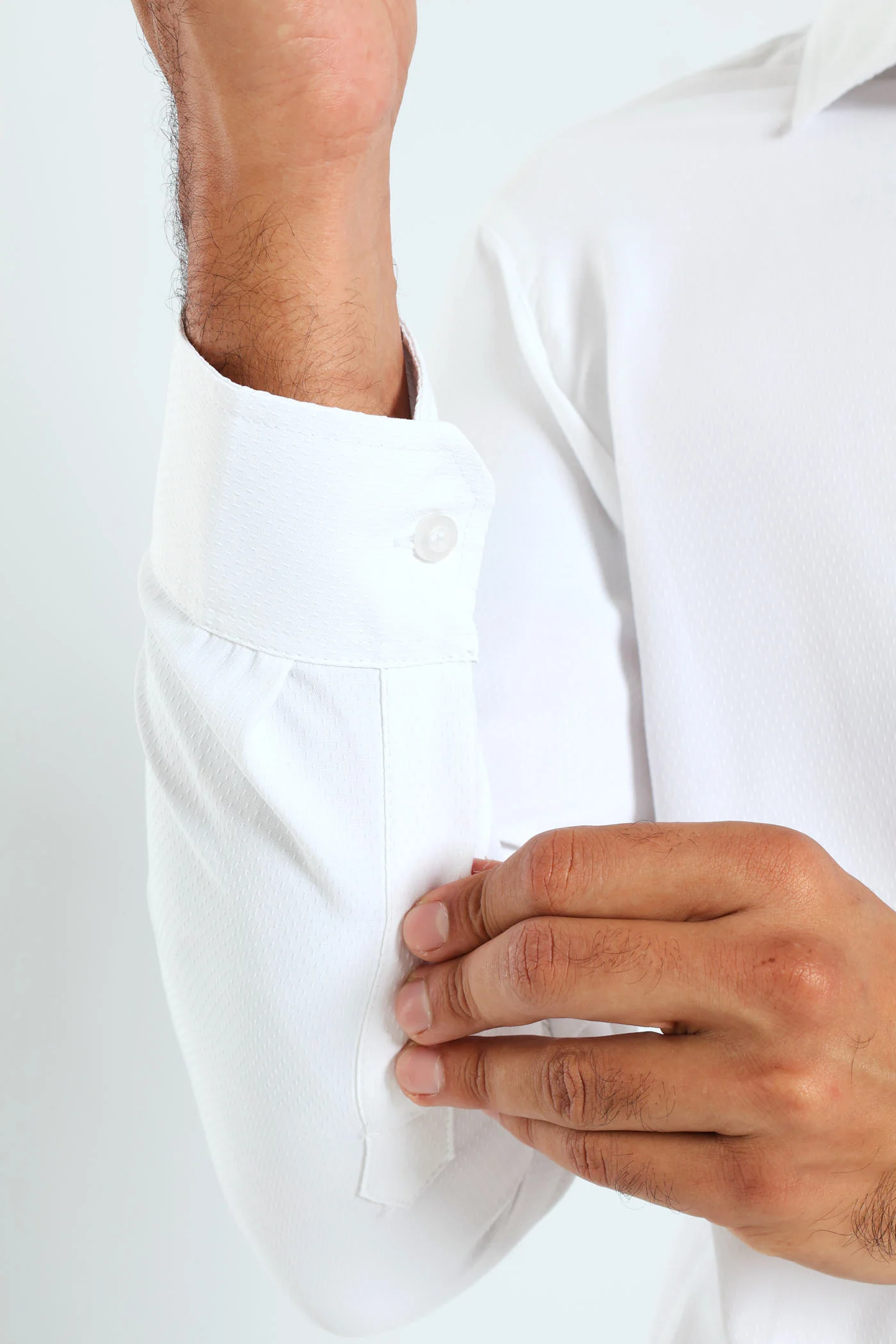 Tonal Check Textured Shirt - White - Image 6