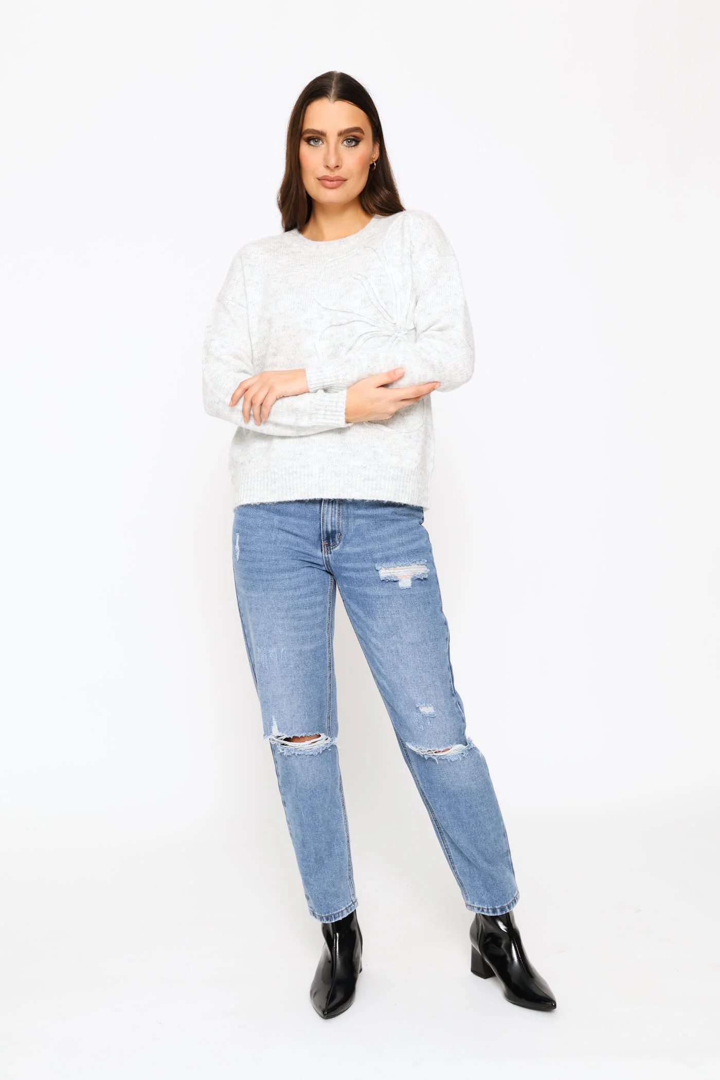 Tonal Cornelli Pullover - Grey Melange - Image 5