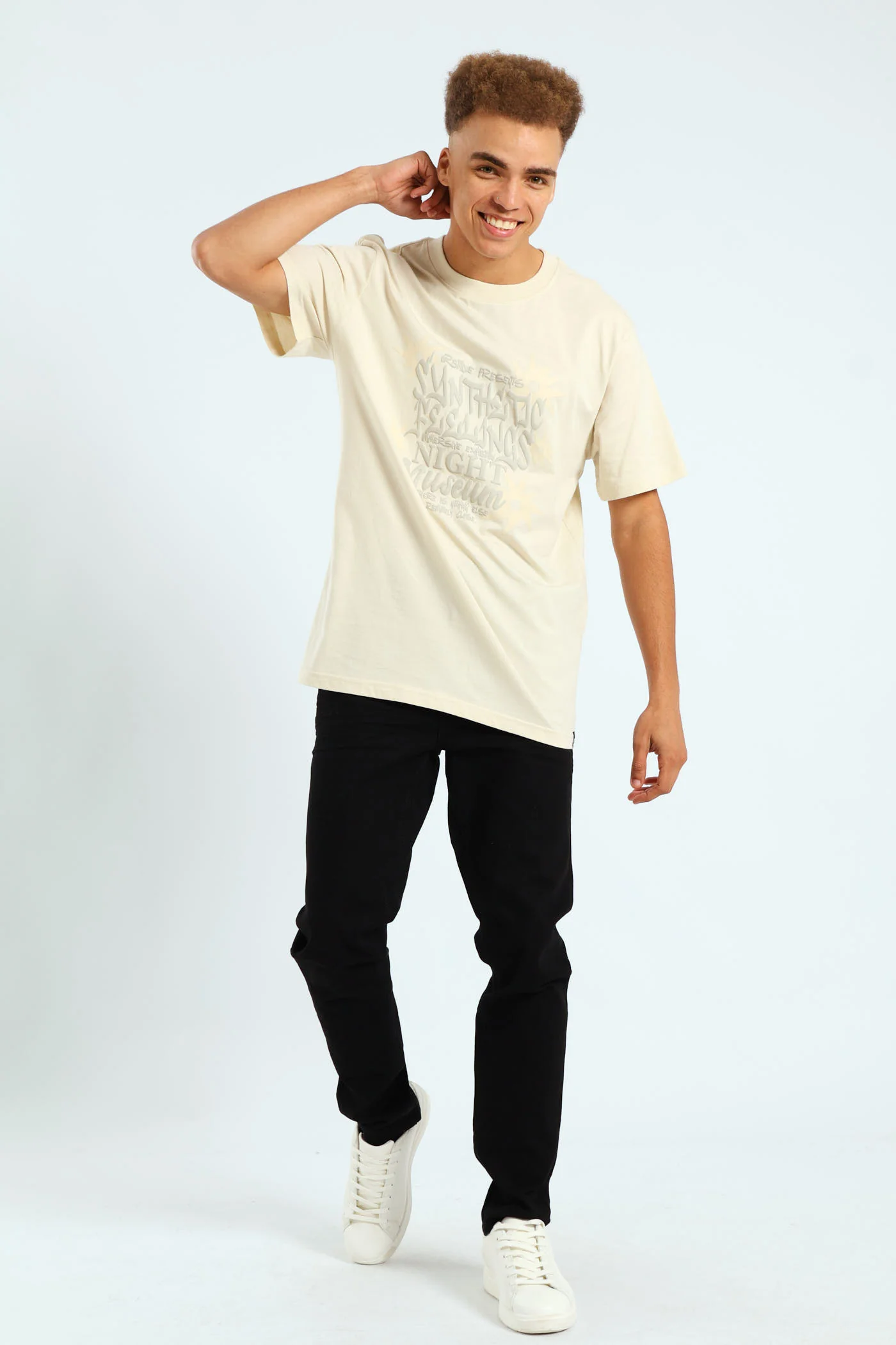 Tonal Print Tee - Light Stone - Image 4