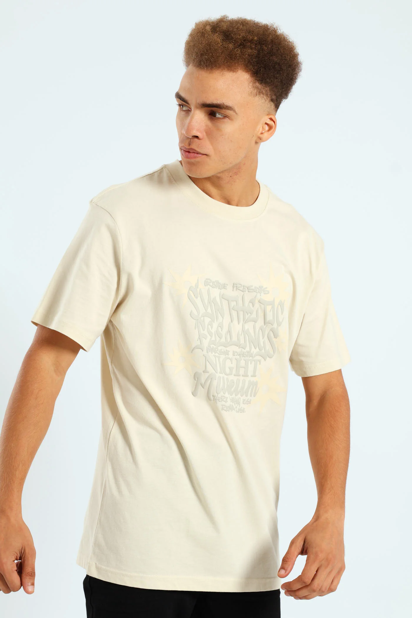 Tonal Print Tee - Light Stone - Image 5