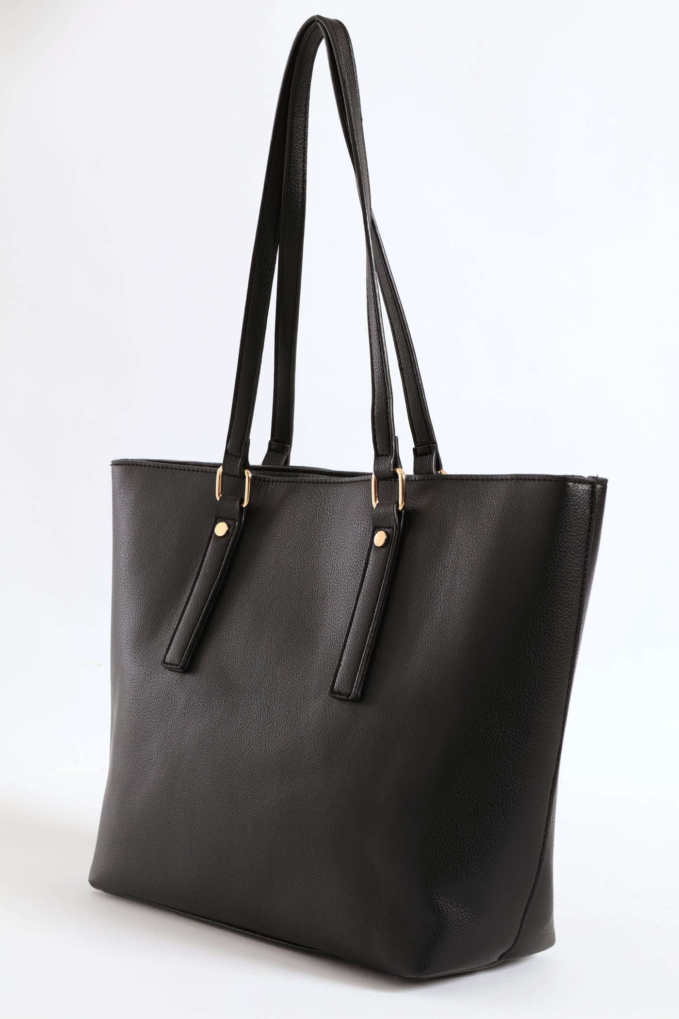Top Stitch Handle Shopper - Black - Image 3