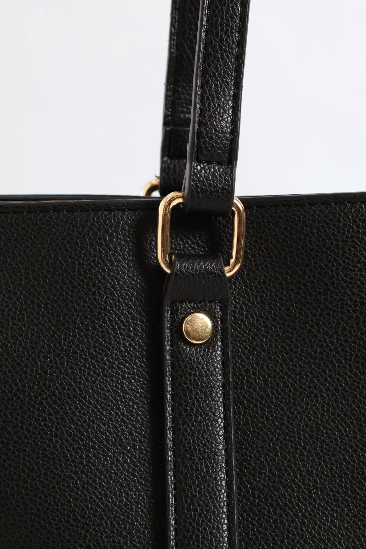 Top Stitch Handle Shopper - Black - Image 5