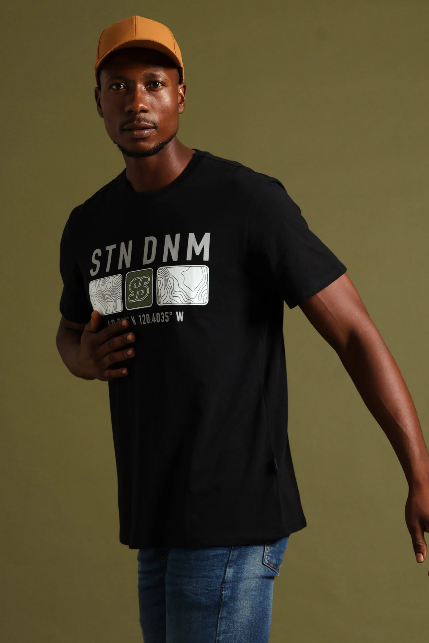 Topographic Block Print Tee - Black - Image 2