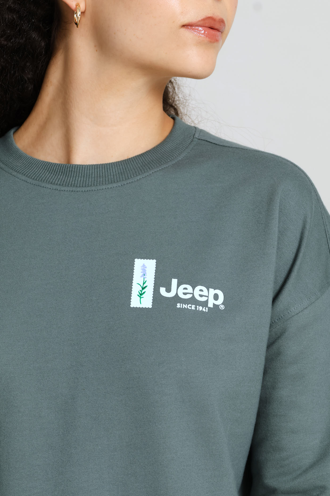 Topographic Crew Neck Top - Grey - Image 2