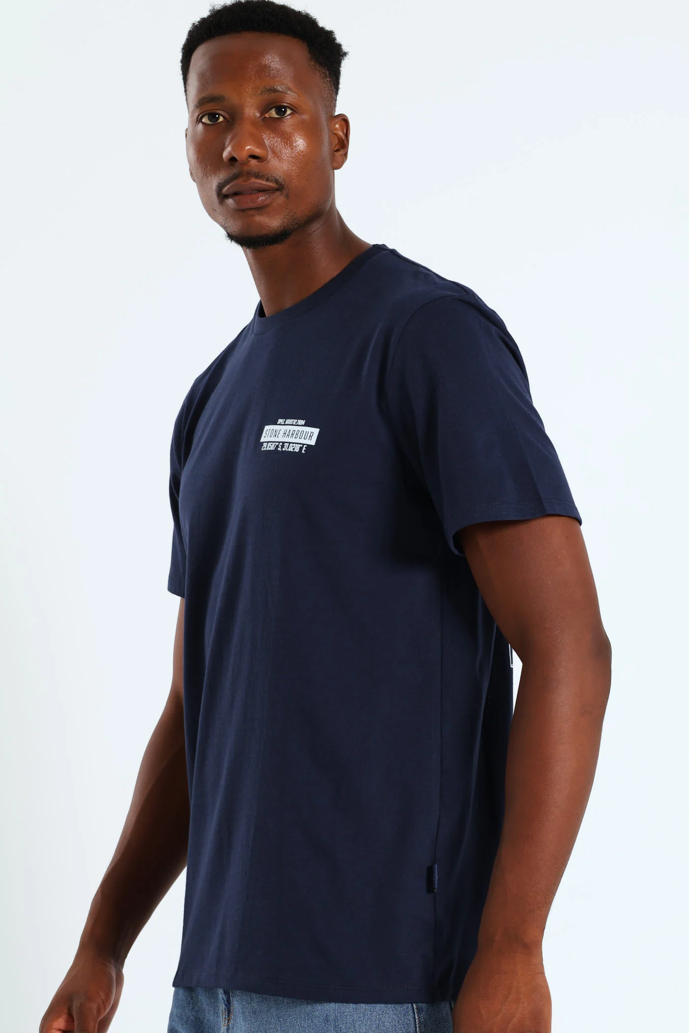 Topographic Front & Back Print Tee - Navy - Image 3