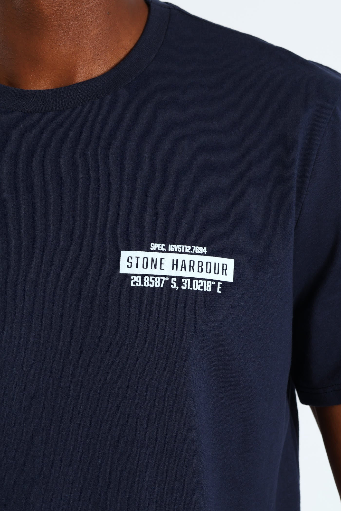 Topographic Front & Back Print Tee - Navy - Image 4