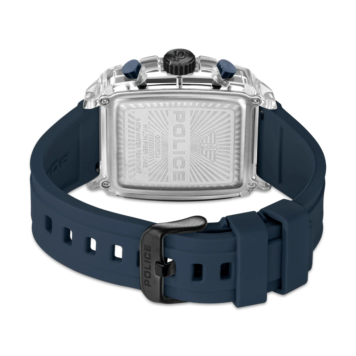 Transparent Case & Blue Dial Watch With Silicone Strap - Image 2