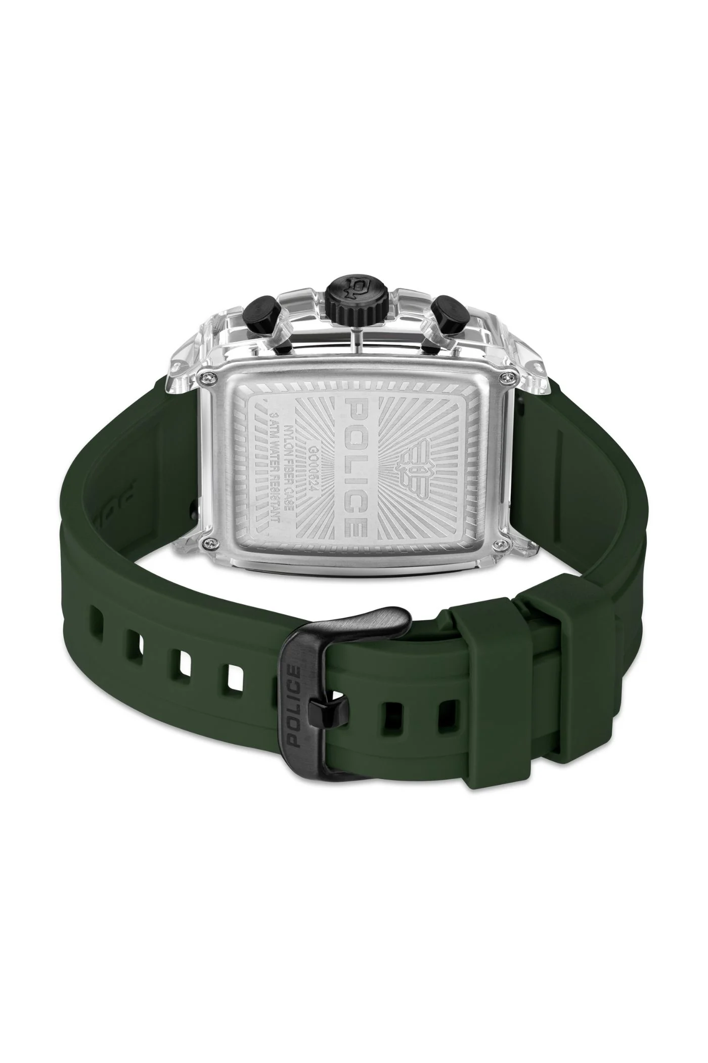 Transparent Case & Green Dial Watch With Silicone Strap - Image 3