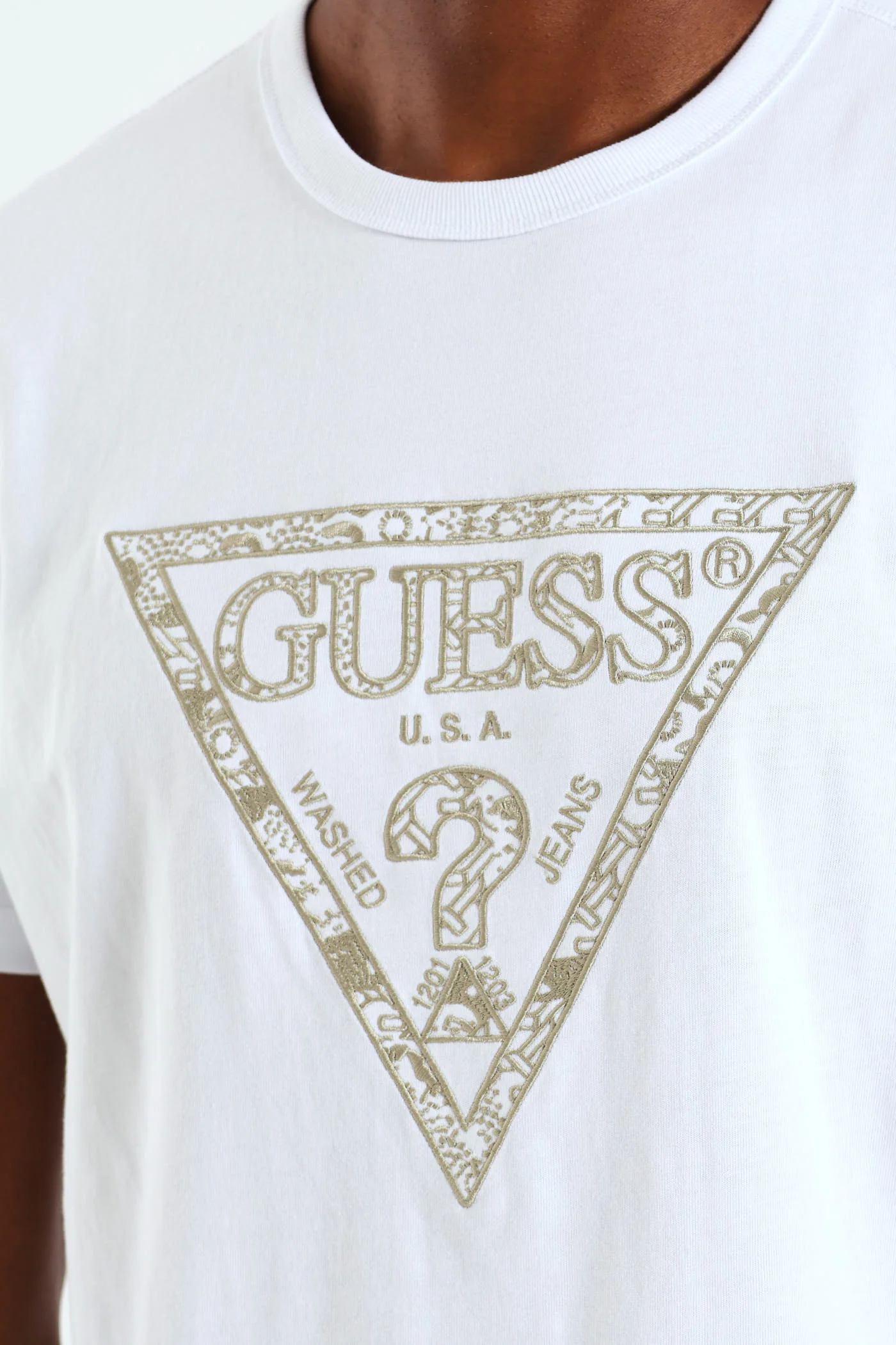 Triangle Embroidered Tee - White - Image 4
