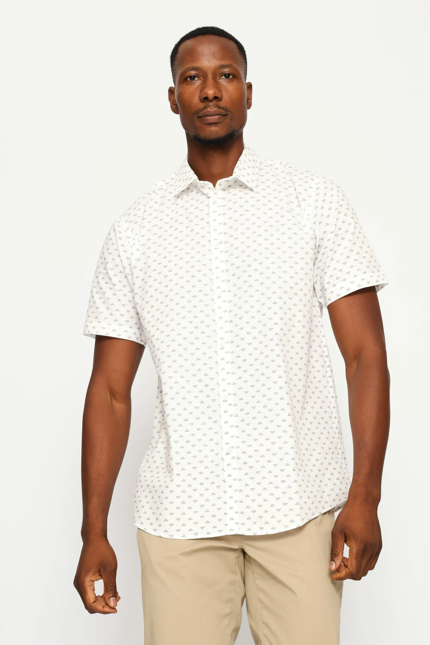 Triangle Print Regular Shirt - White - Image 6