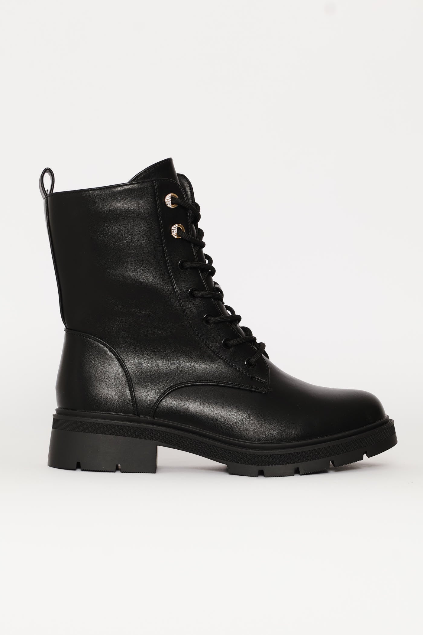 Trim Detail Combat Boot - Black - Image 2