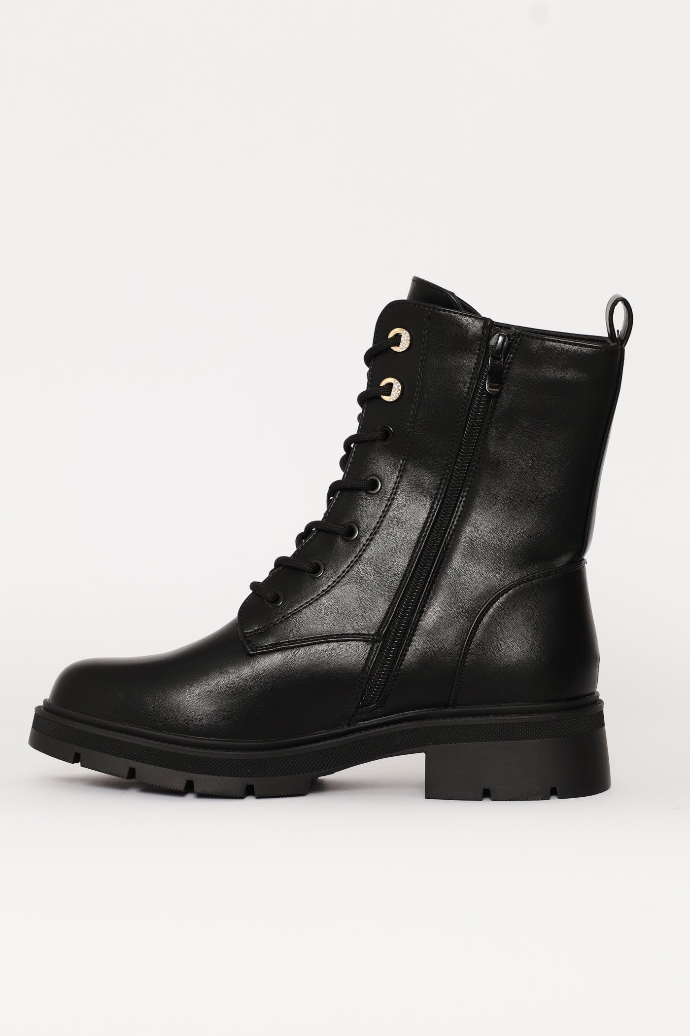 Trim Detail Combat Boot - Black - Image 3