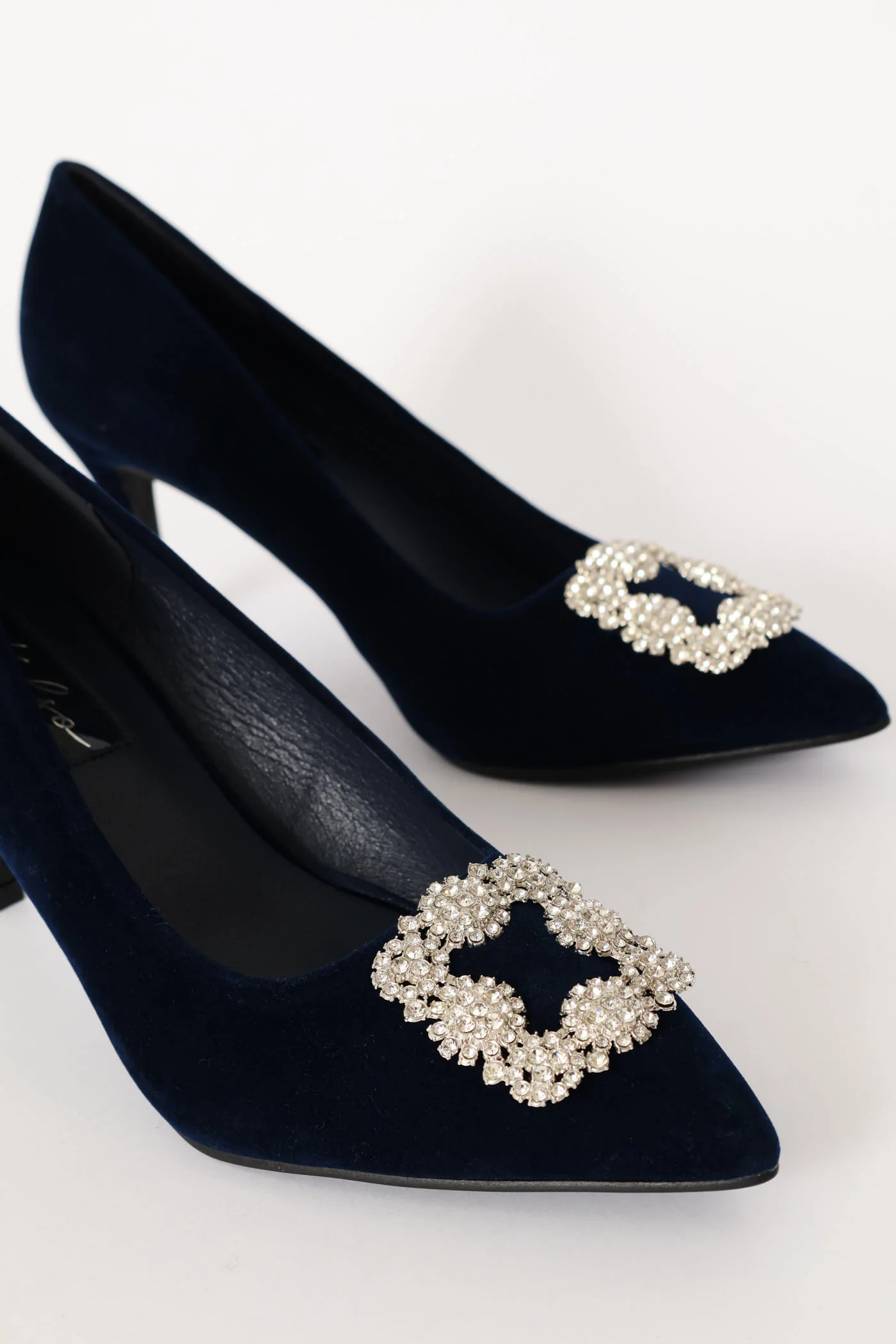 Trim Detail Microfibre Stiletto Heel - Navy - Image 2