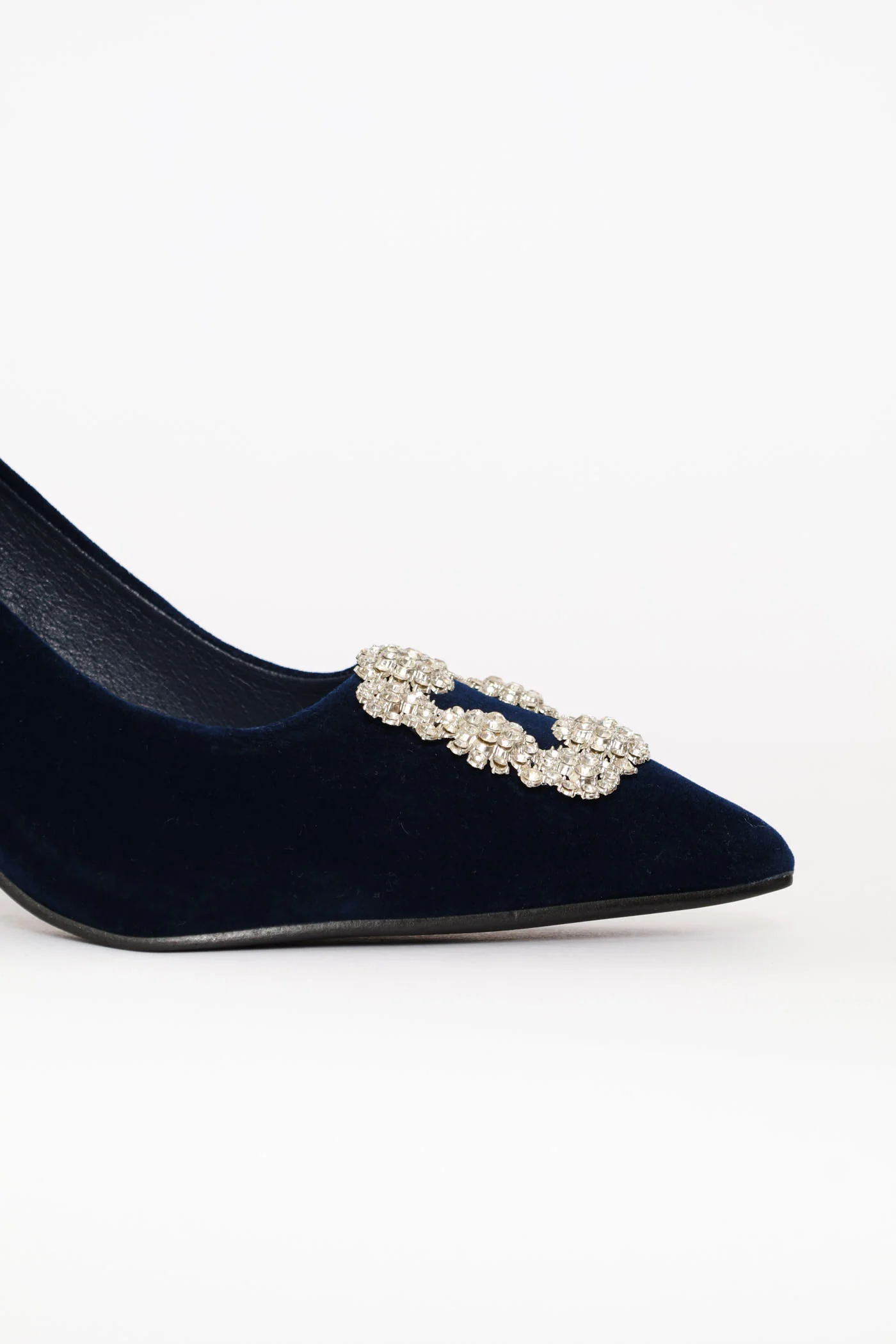 Trim Detail Microfibre Stiletto Heel - Navy - Image 5