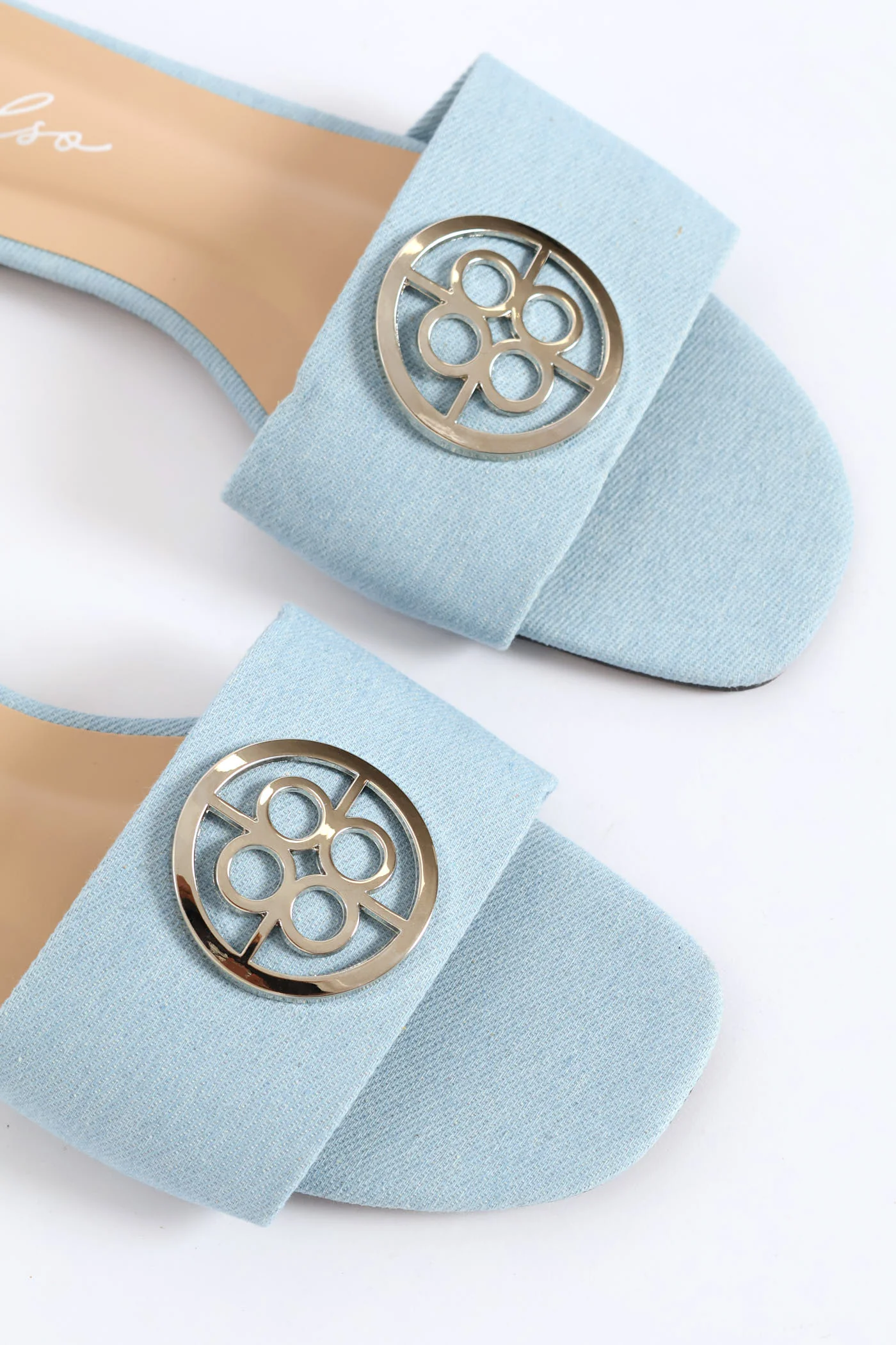 Trim Detail Single Band Mule Sandal - Denim - Image 2