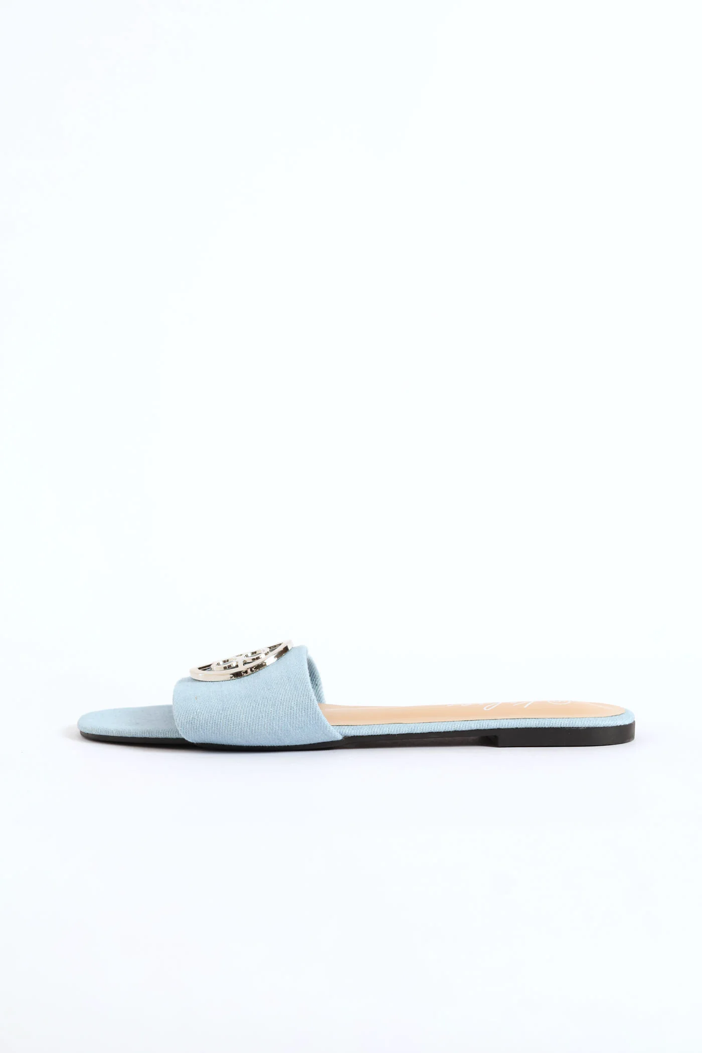 Trim Detail Single Band Mule Sandal - Denim - Image 3