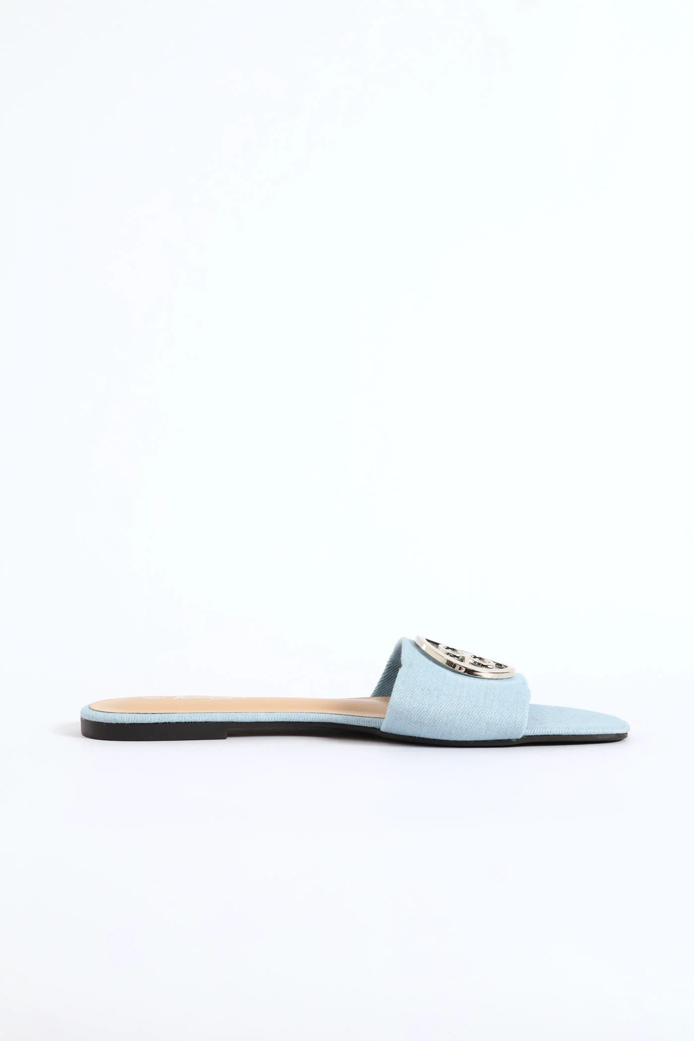 Trim Detail Single Band Mule Sandal - Denim - Image 4