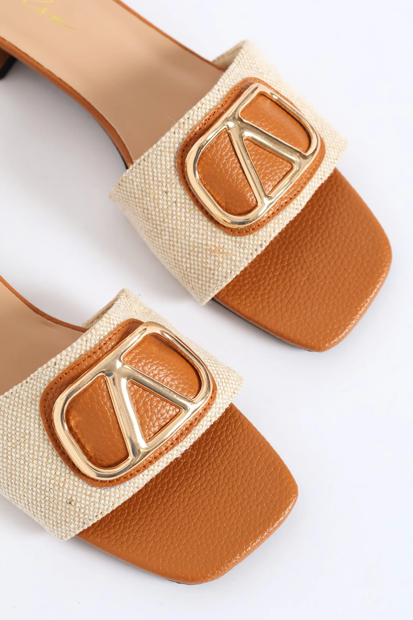 Trim Detailed Single Band On Block Heel - Tan - Image 2