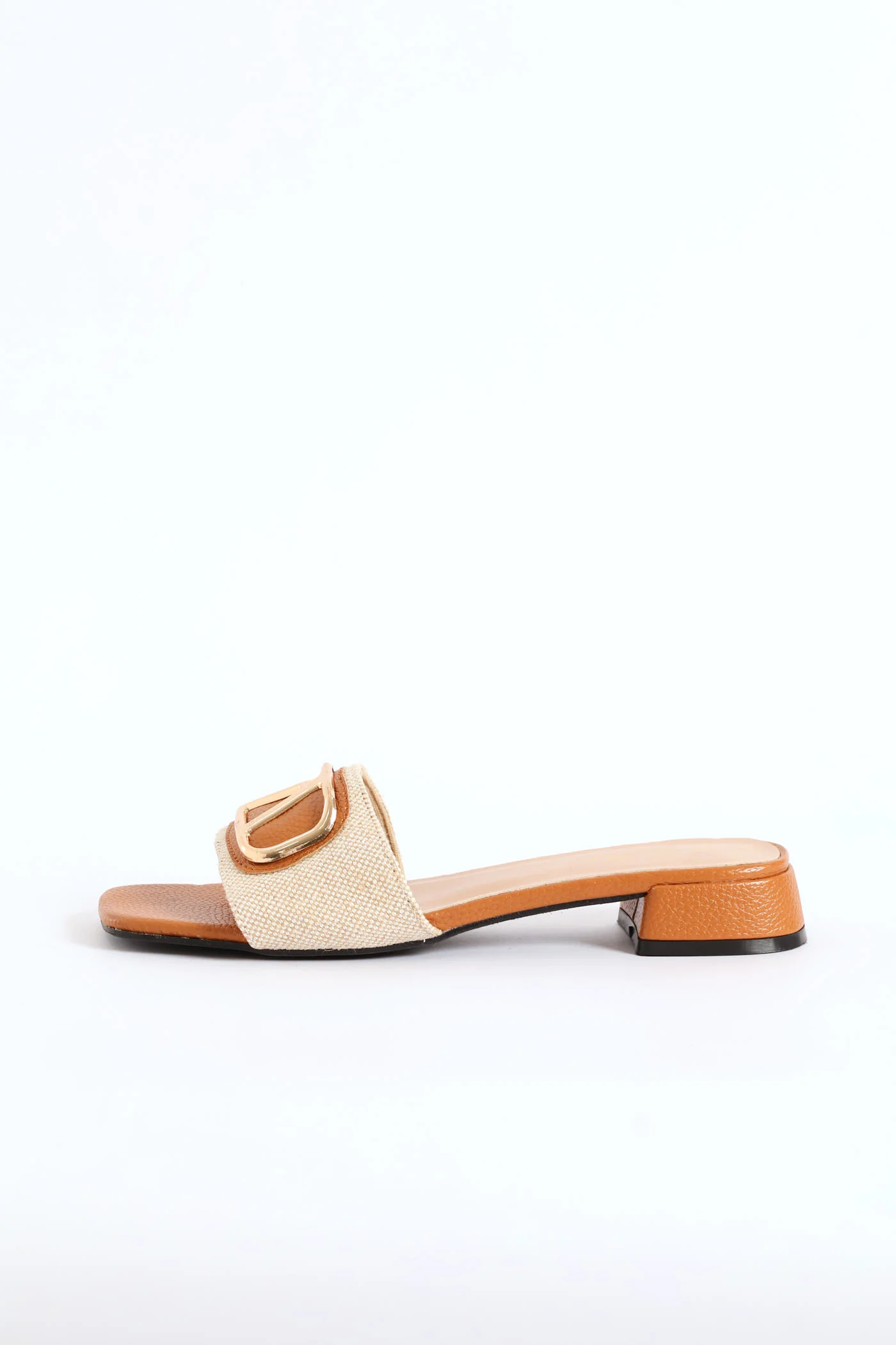 Trim Detailed Single Band On Block Heel - Tan - Image 4