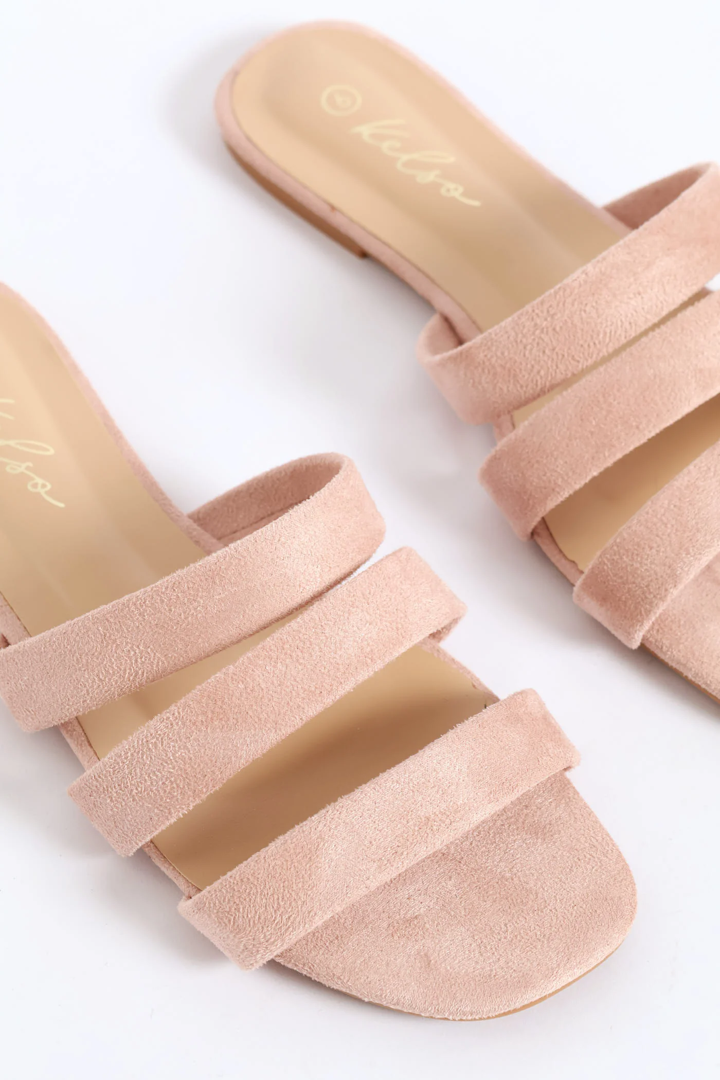 Triple Strap Basic Mule Sandal - Blush - Image 2