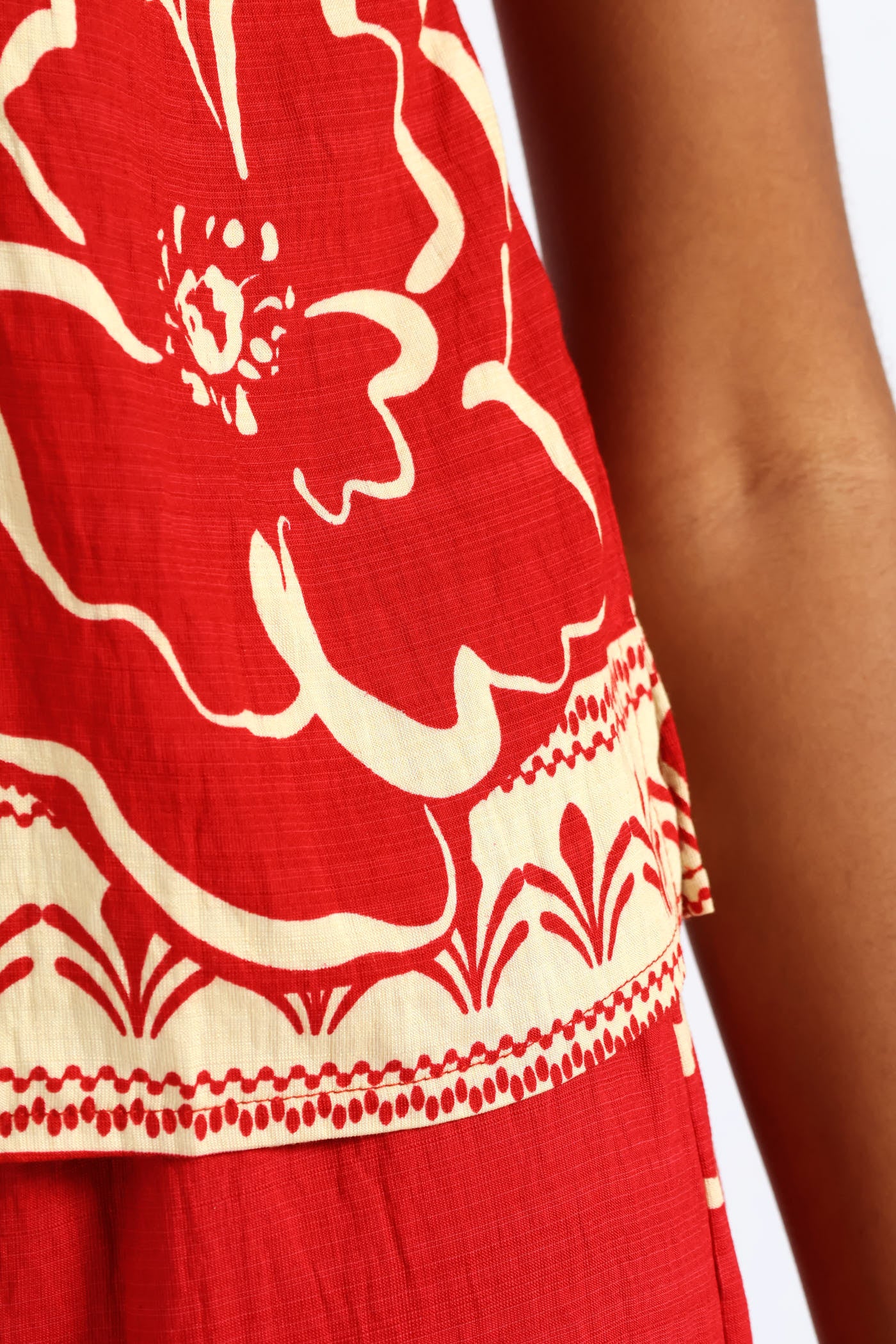 Tropical Border Print Shell Tank - White/Red - Image 2