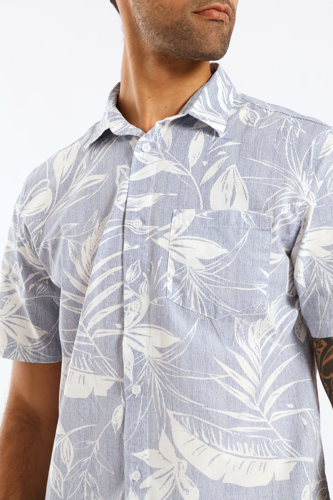 Tropical Leaf Resort Shirt - Light Blue - Image 2