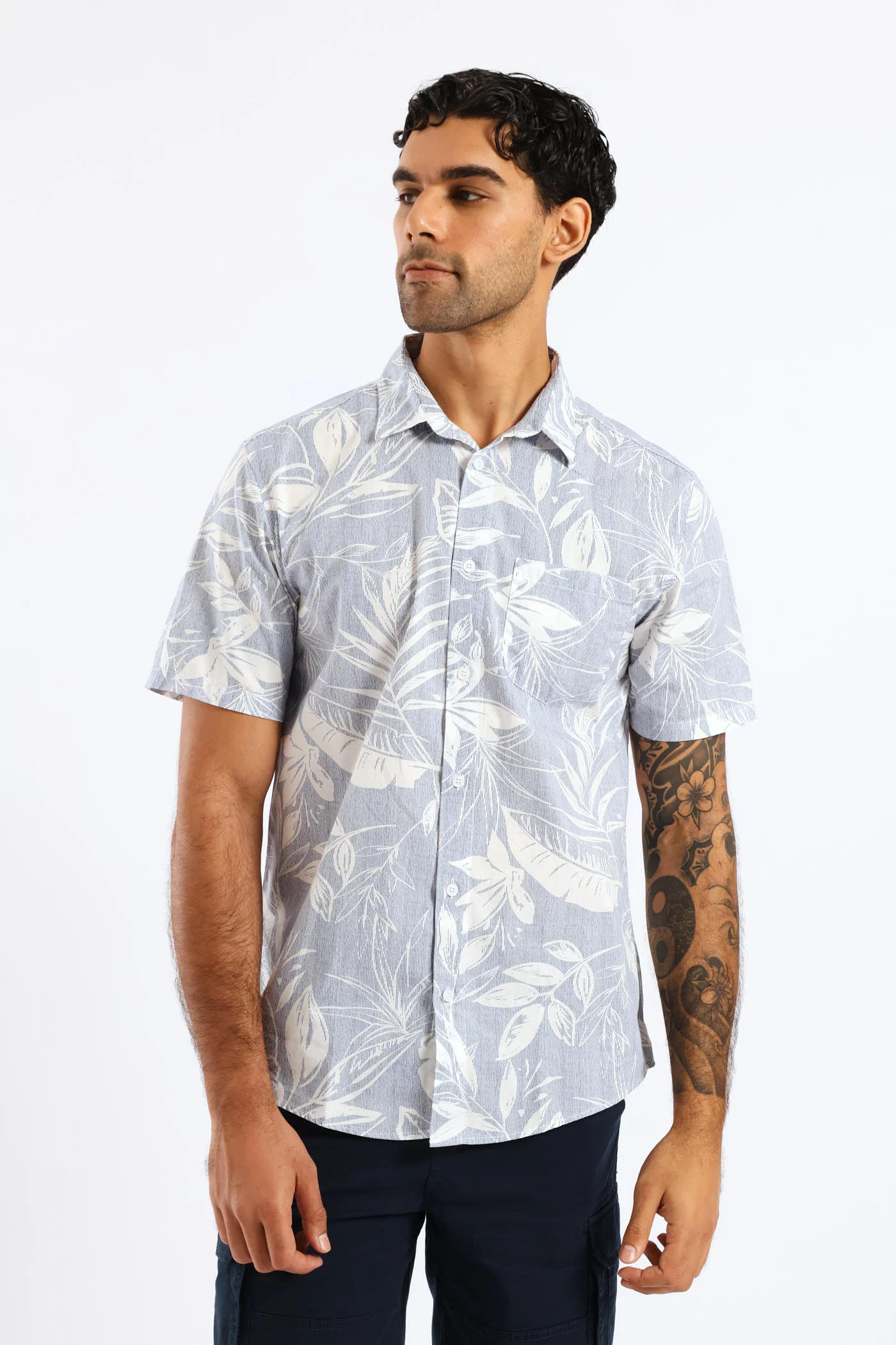 Tropical Leaf Resort Shirt - Light Blue - Image 3