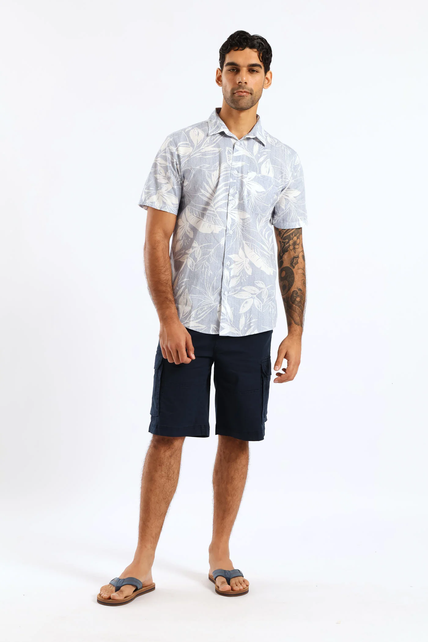 Tropical Leaf Resort Shirt - Light Blue - Image 6