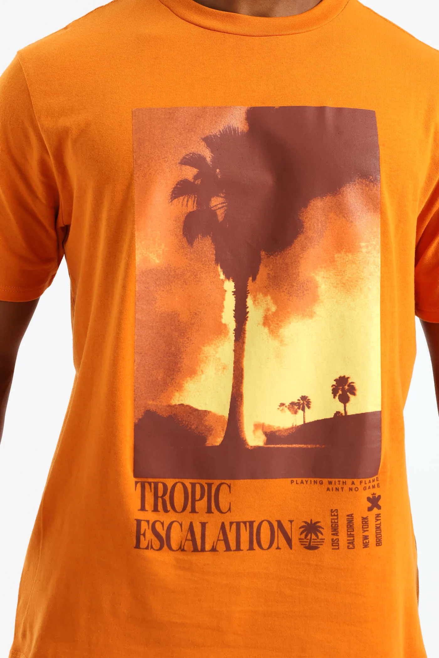 Tropical Print Tee - Orange - Image 2