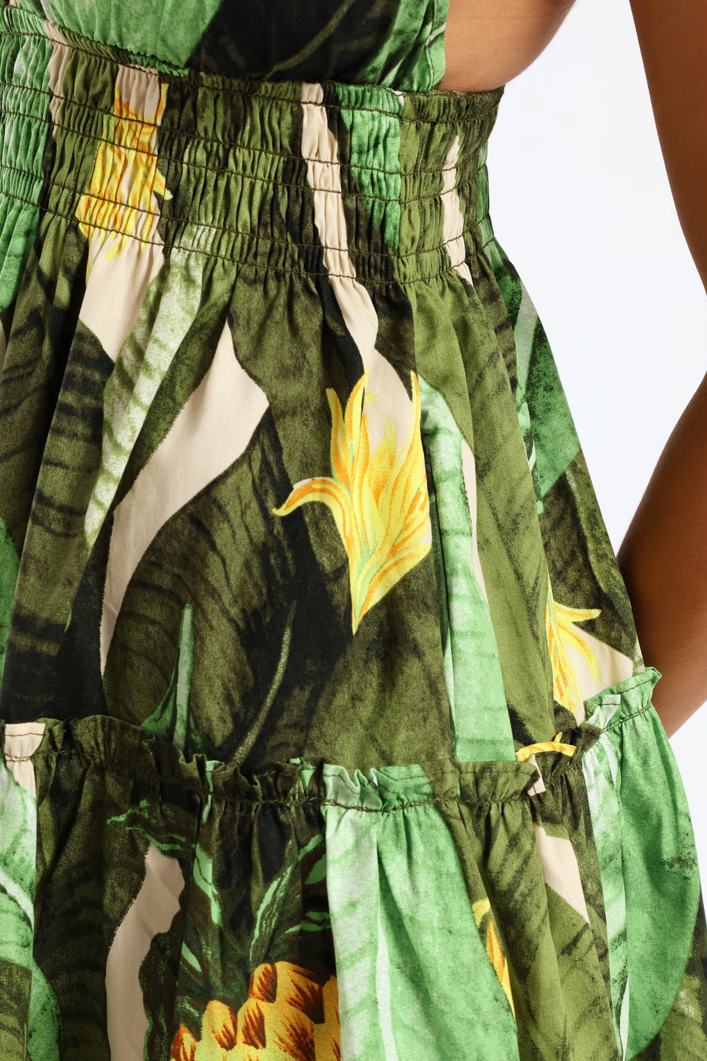 Tropical Smock Babydoll Dress - Green - Image 6
