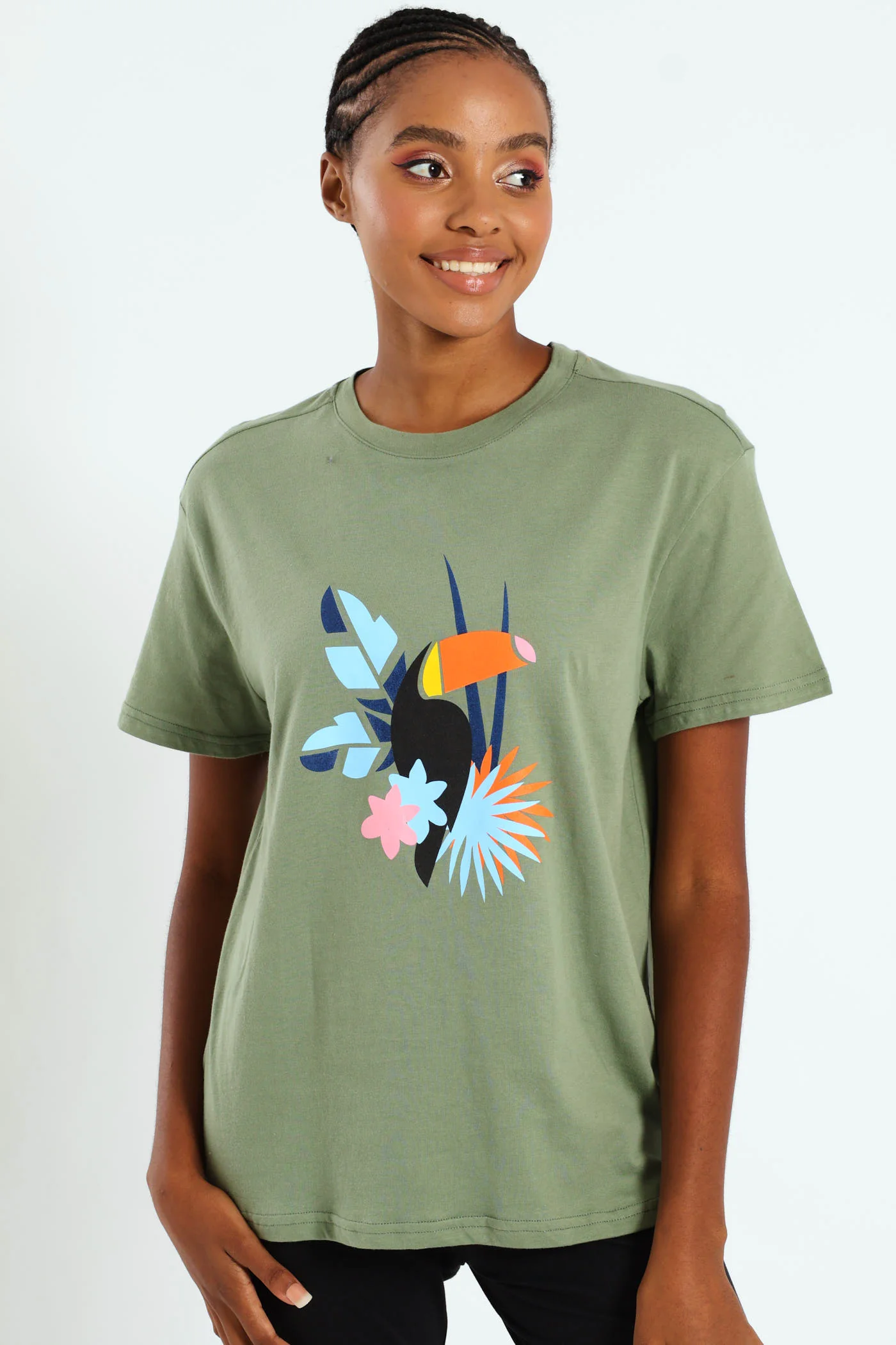 Tropical Toucan Frame Tee - Aqua Mist Green - Image 4