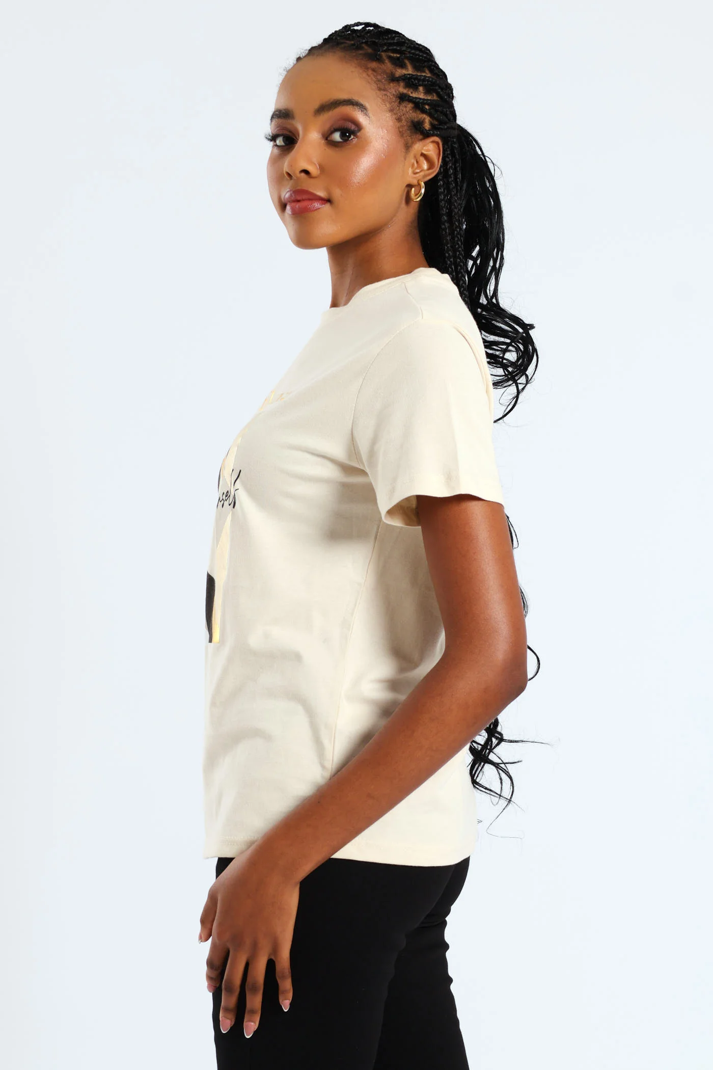 True Elegance Abstract Frame Foil Tee - Light Stone - Image 2
