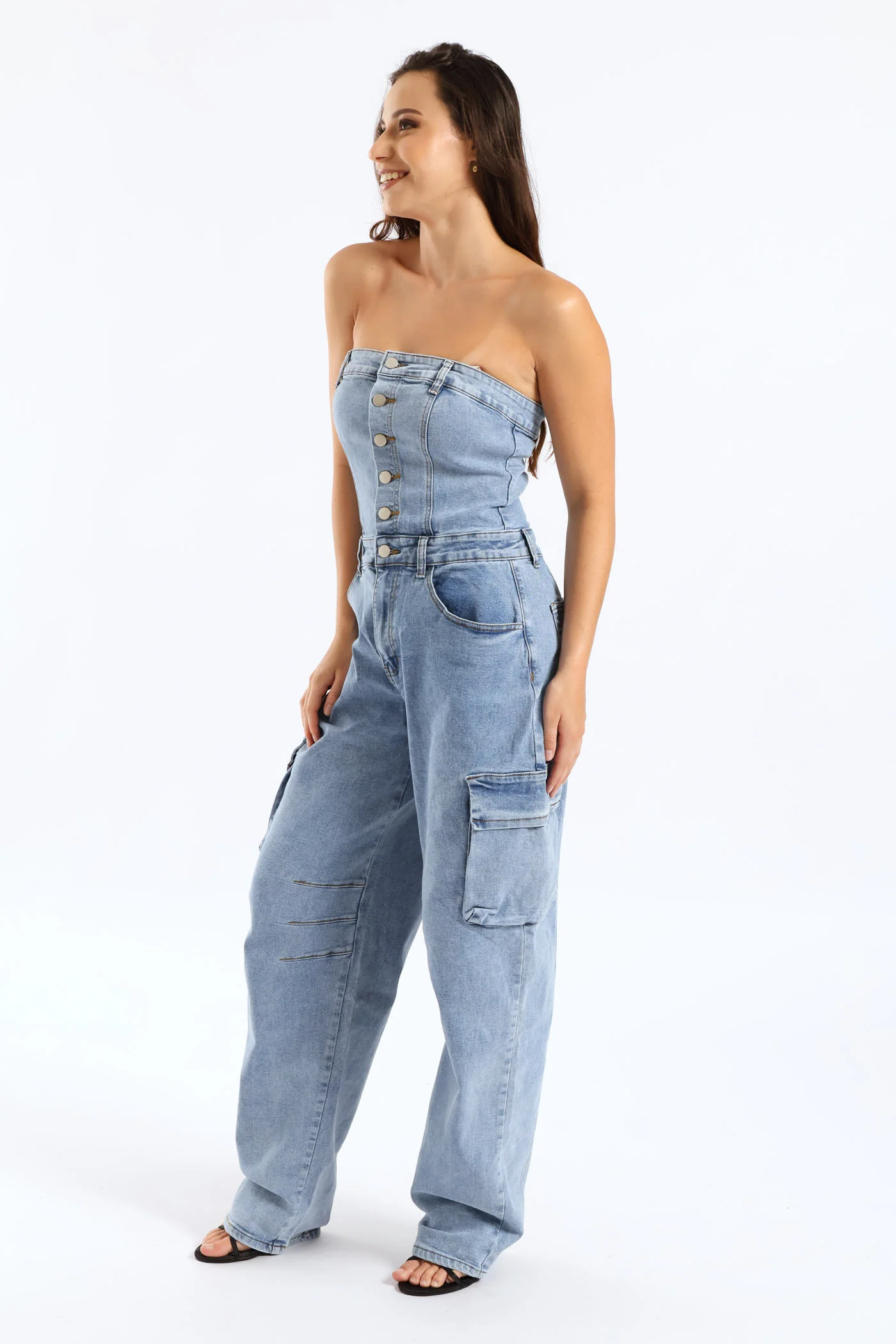 Tube Jumpsuit - Mid Denim - Image 3