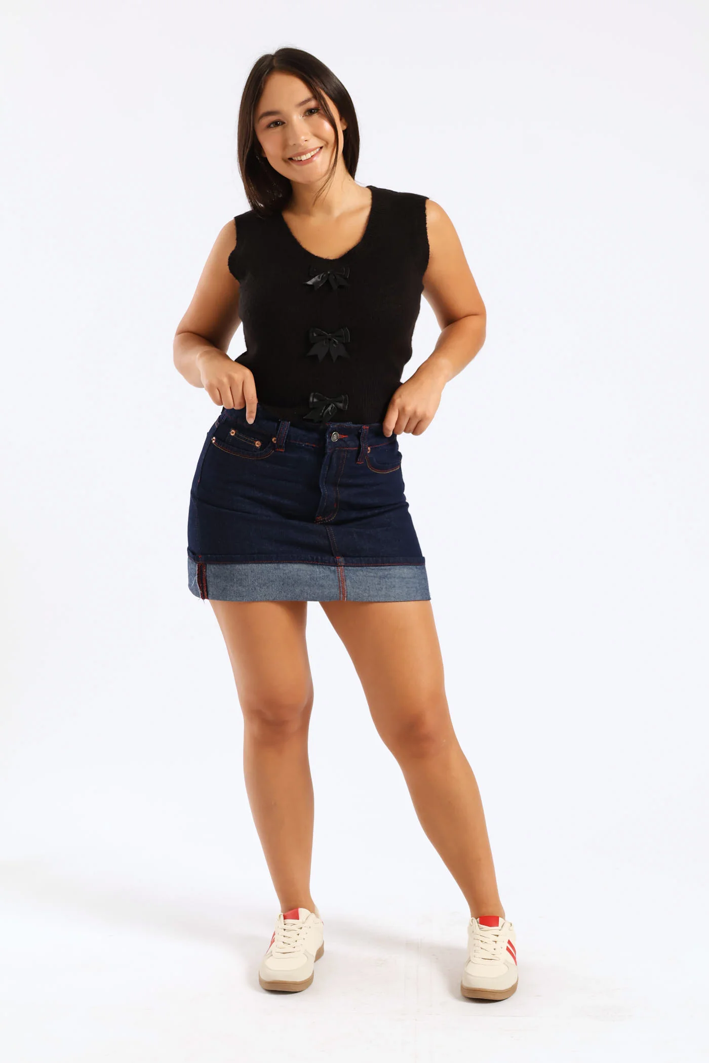 Turn Up Denim Mini Skirt - Ink - Image 2