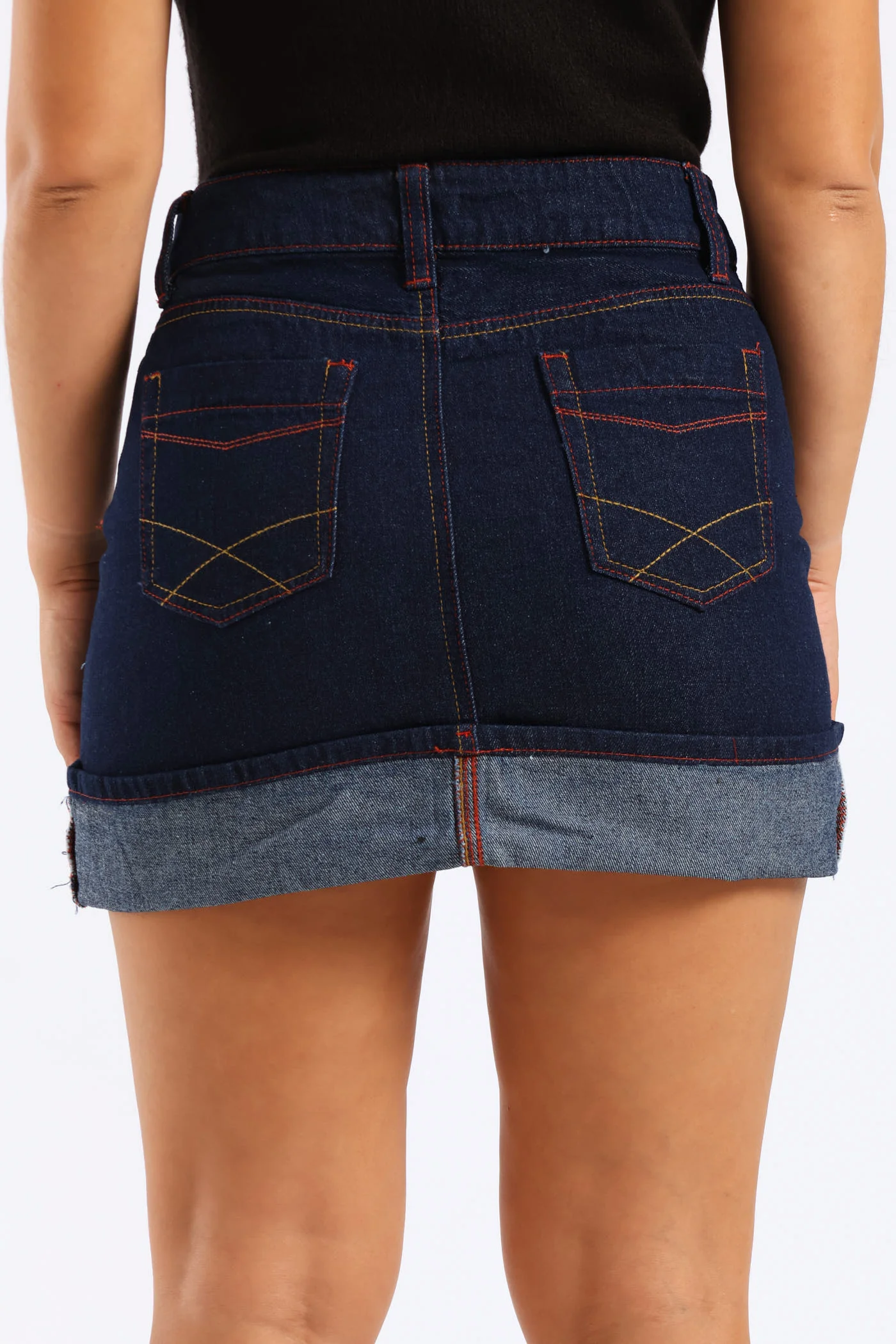Turn Up Denim Mini Skirt - Ink - Image 4