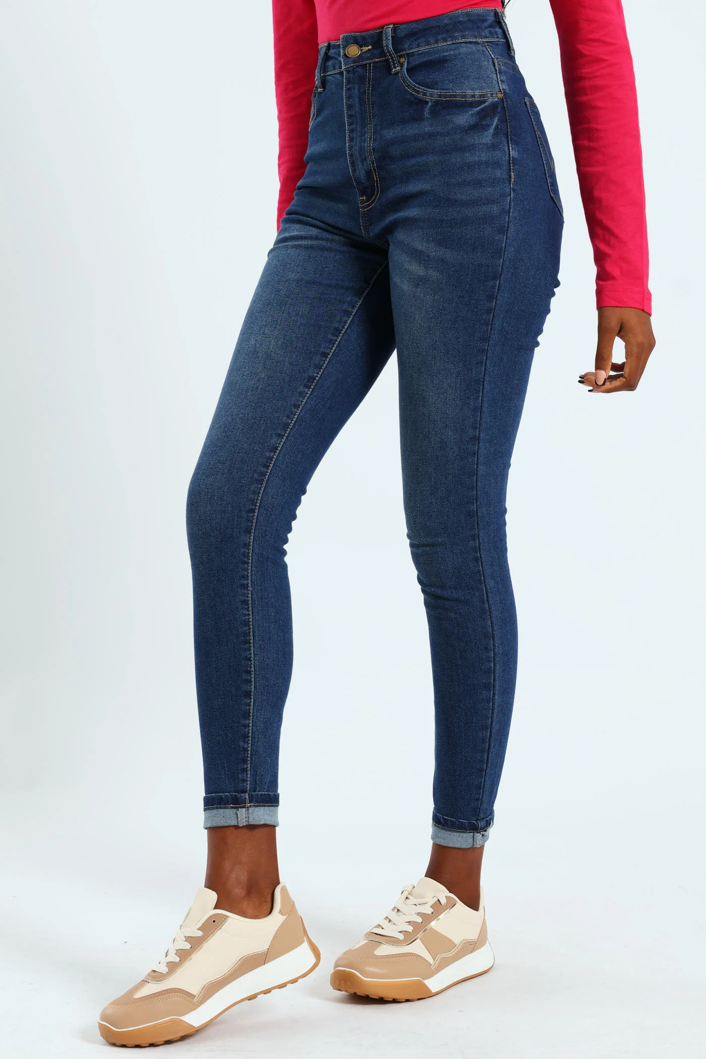 Turn Up Hem Skinny Jean - Med Wash - Image 3