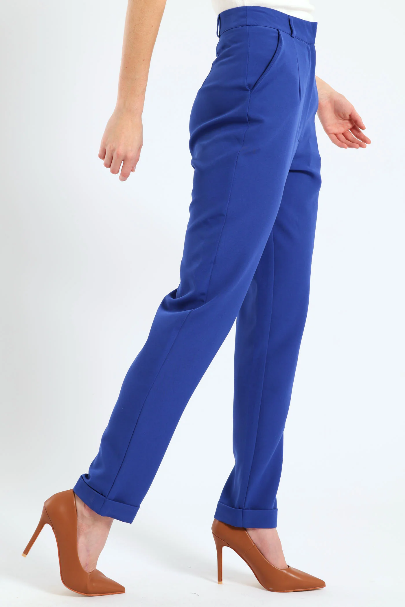 Turn Up Hem Tapered Leg Pant - Cobalt - Image 3