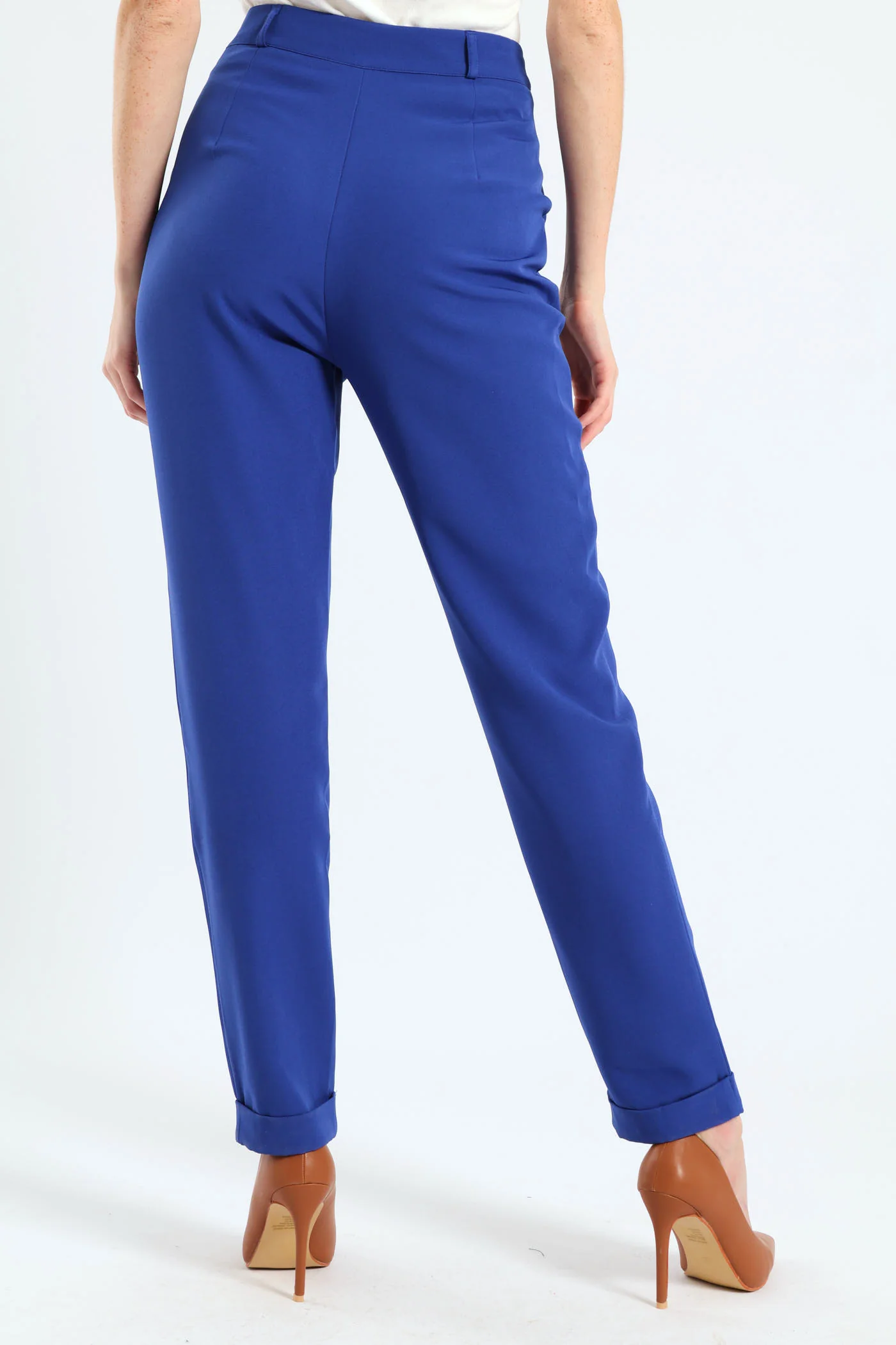 Turn Up Hem Tapered Leg Pant - Cobalt - Image 4