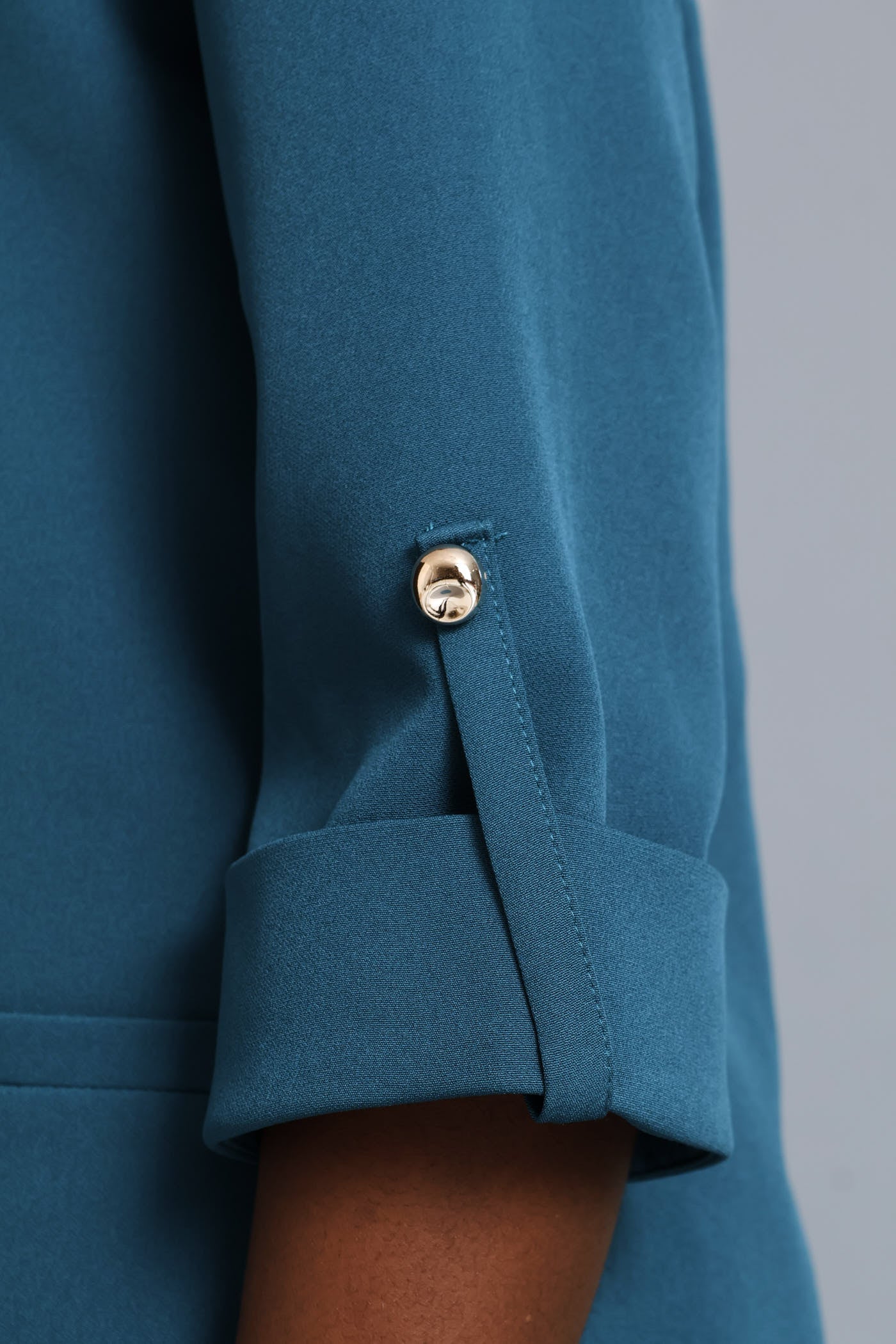 Turn Up Sleeve Welt Pocket Blazer - Teal - Image 3
