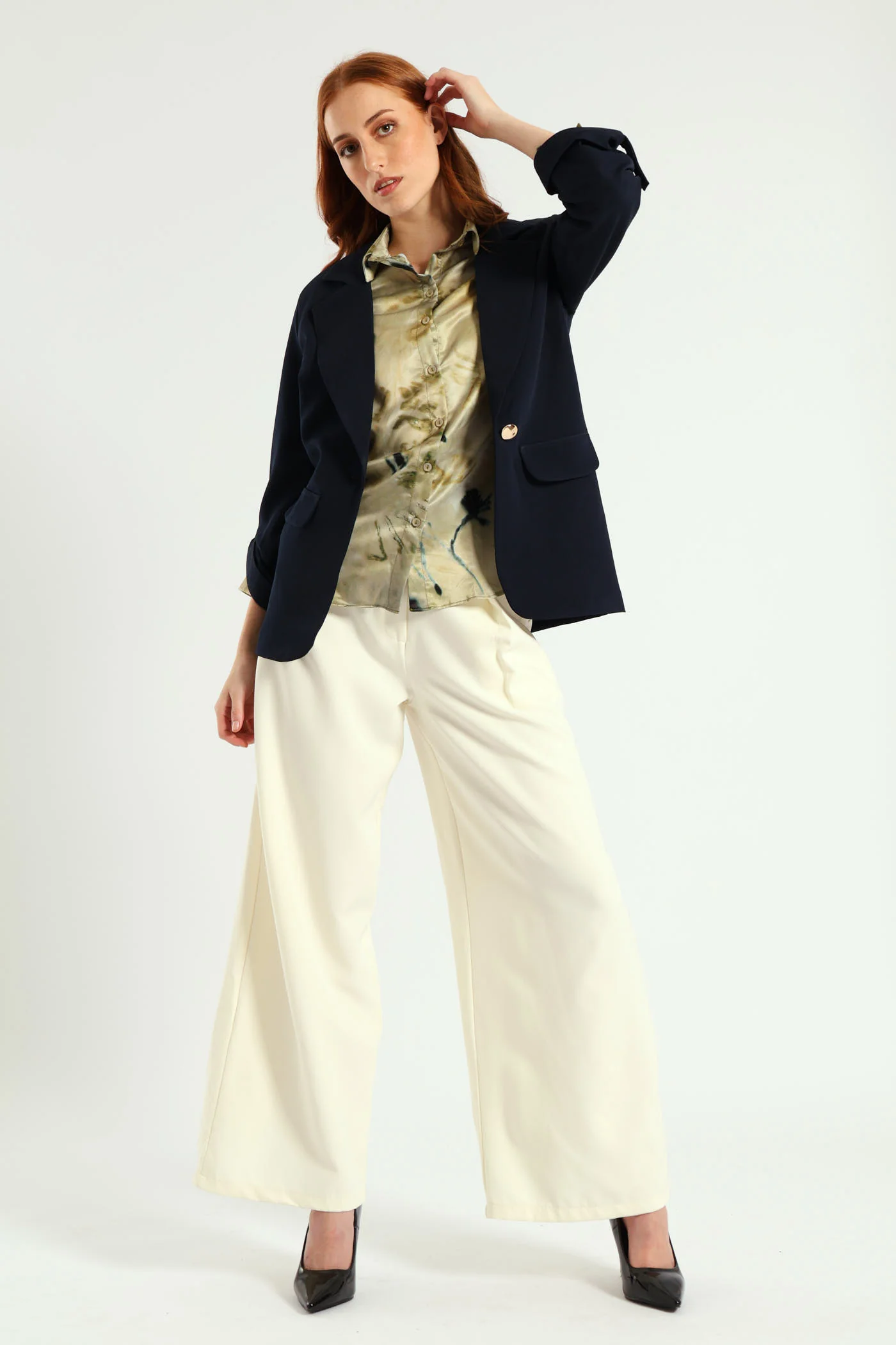 Turn Up Tab Blazer - Navy - Image 2