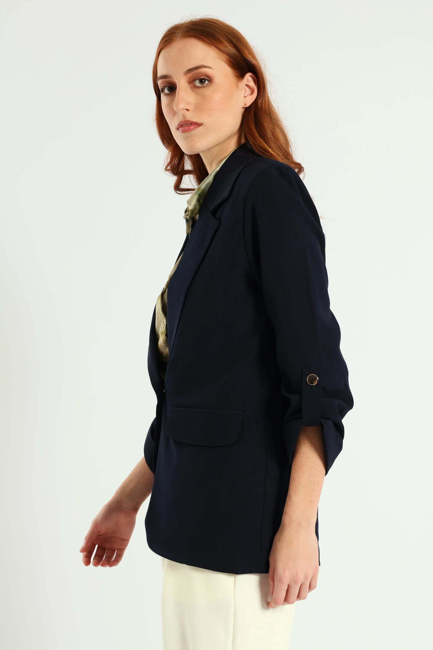Turn Up Tab Blazer - Navy - Image 3