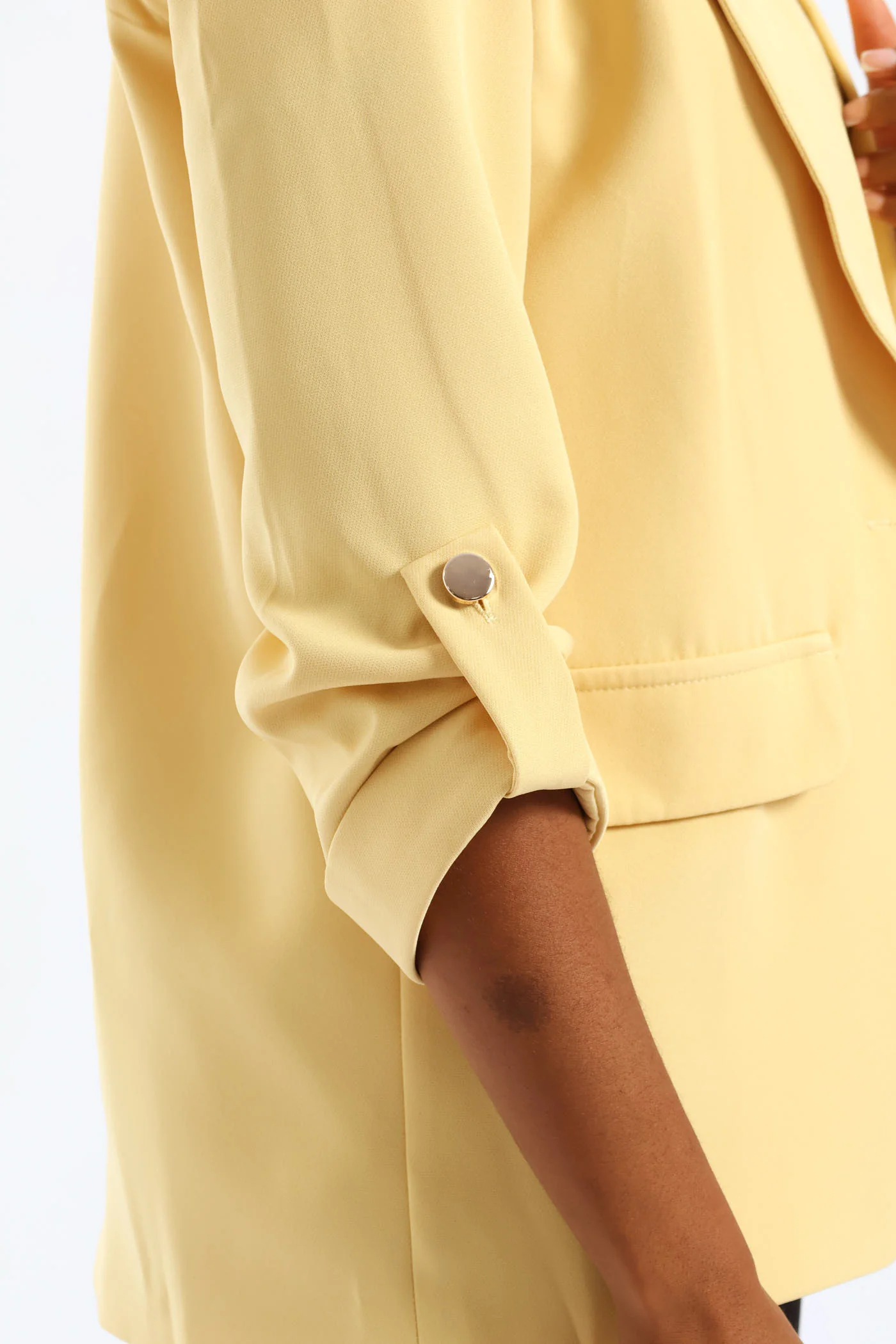 Turn Up Tab Blazer - Pastel Yellow - Image 3