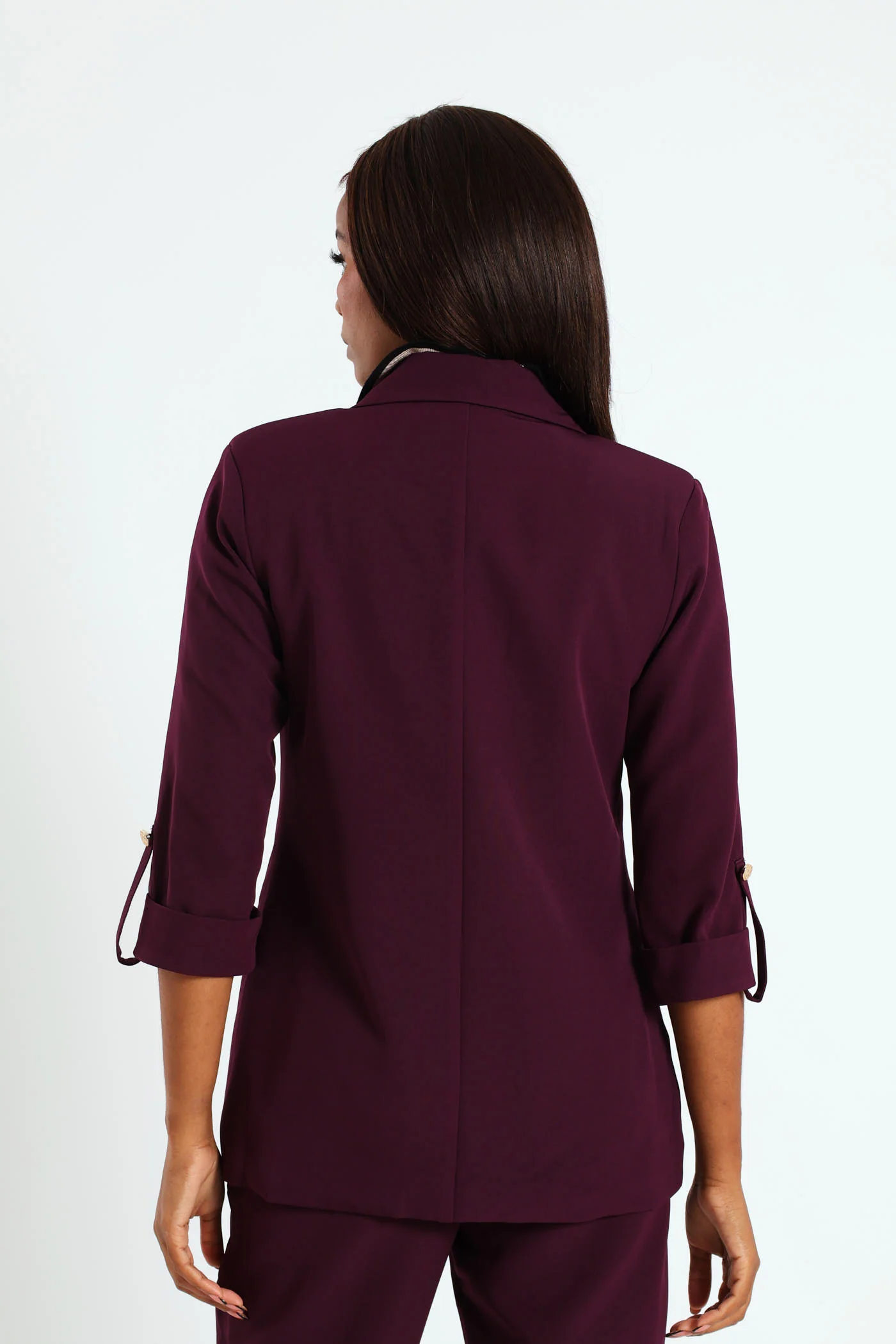 Turn Up Tab Blazer - Plum - Image 4