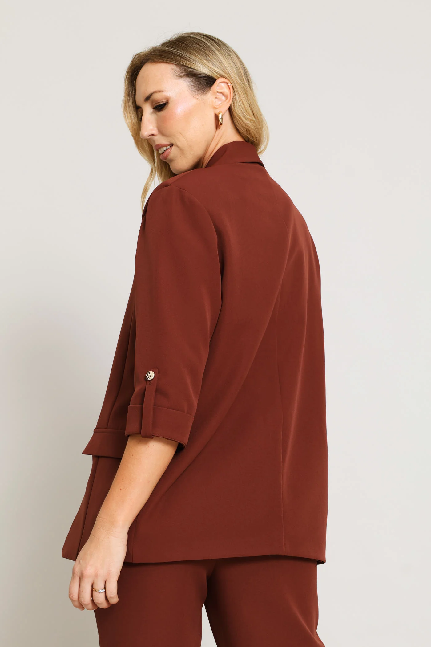 Turn Up Tab Notch Collar Blazer - Copper - Image 3