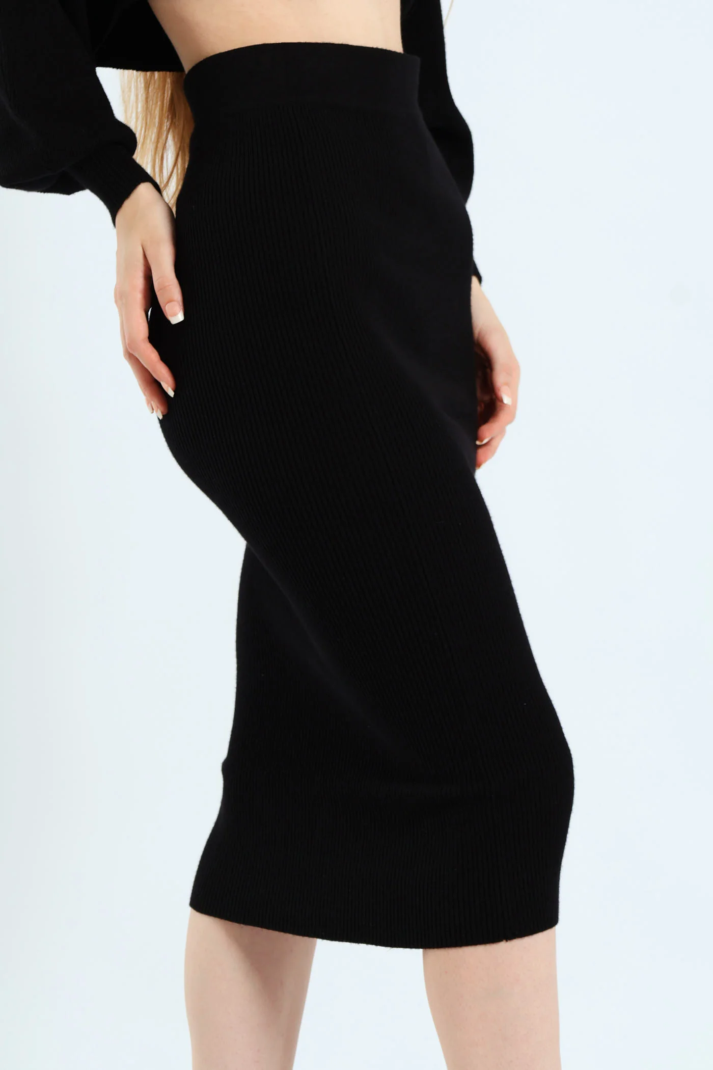 Turtleneck Sweater & Skirt - Black - Image 3