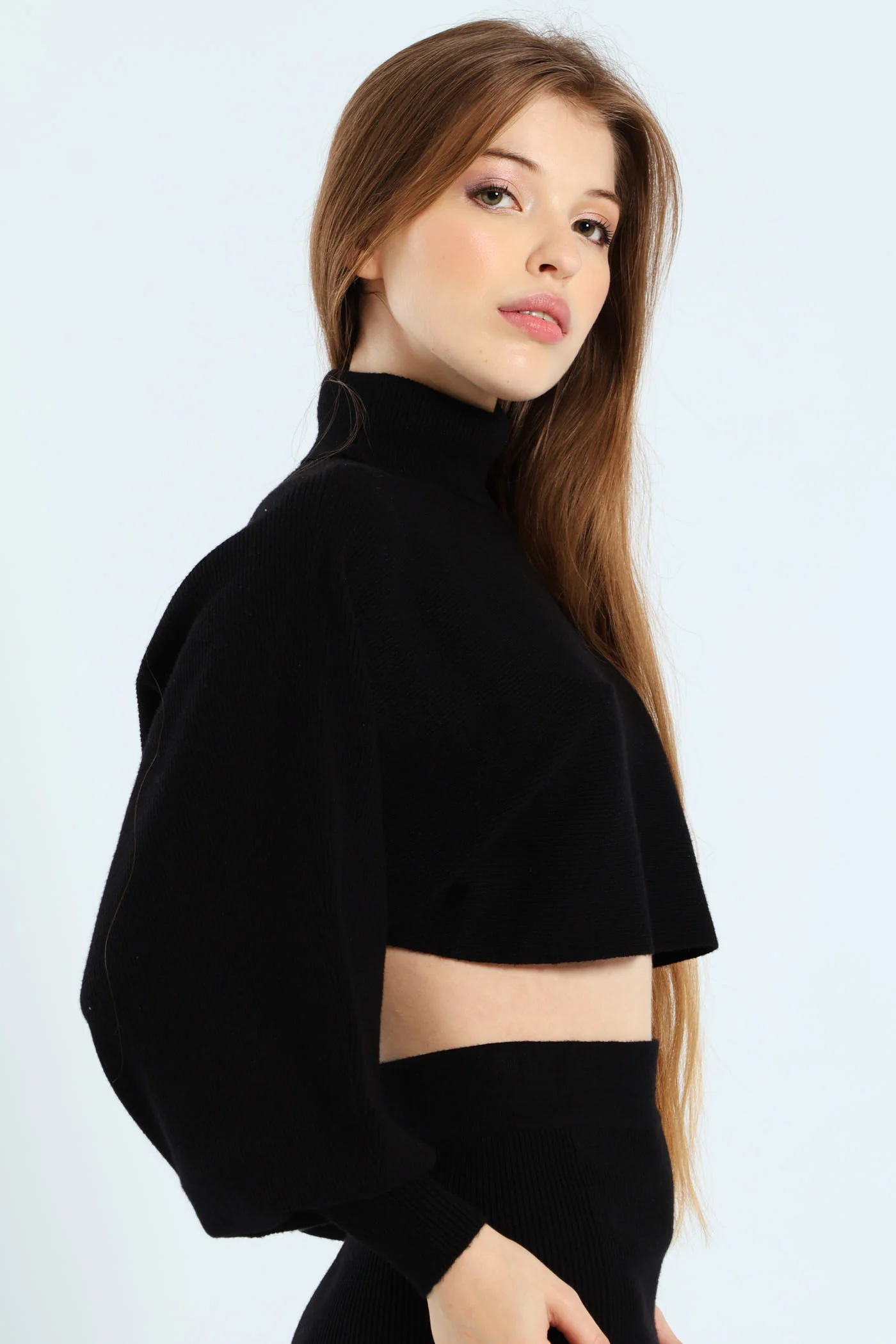 Turtleneck Sweater & Skirt - Black - Image 4